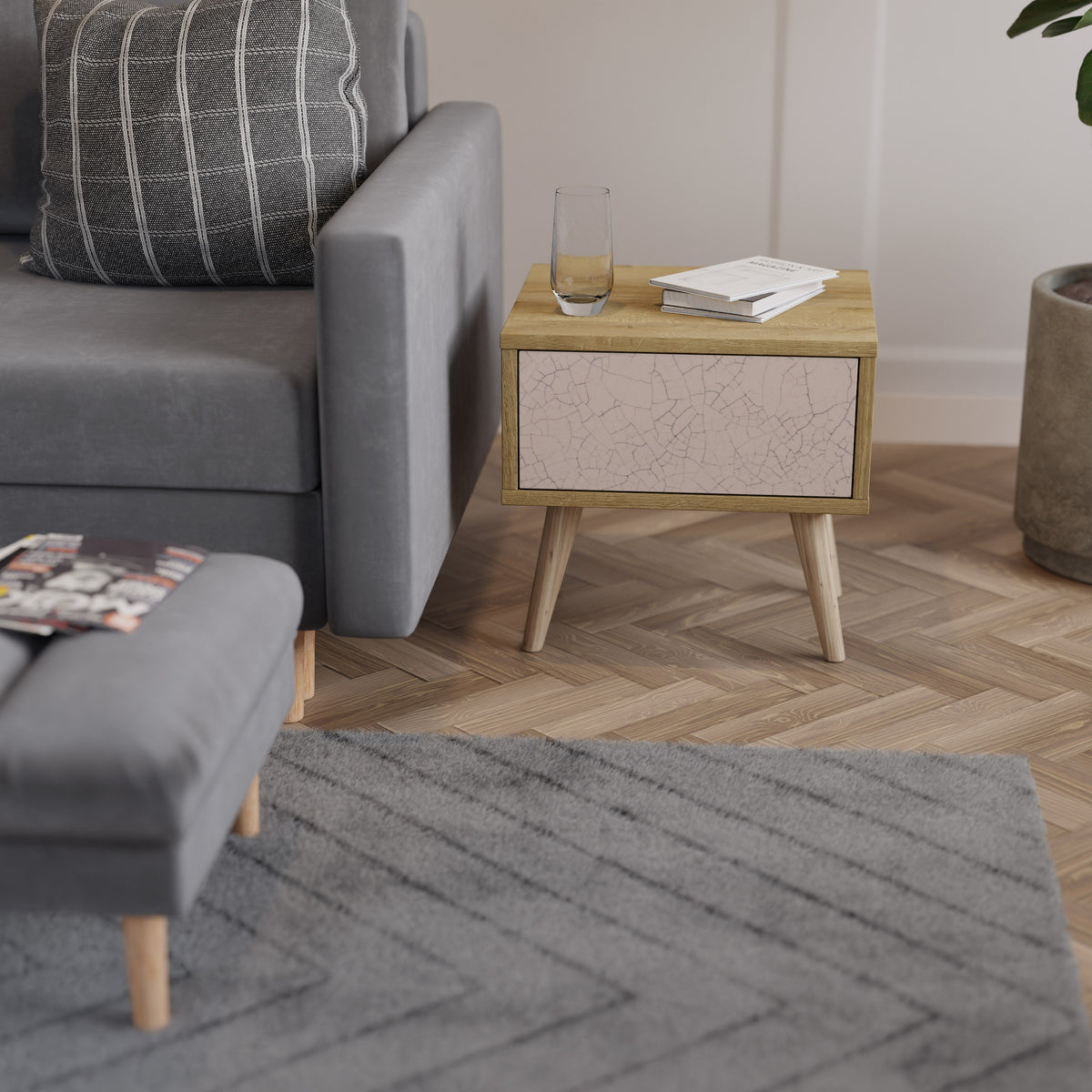 CERAMIC TEXTURE Κομοδίνο με συρτάρι