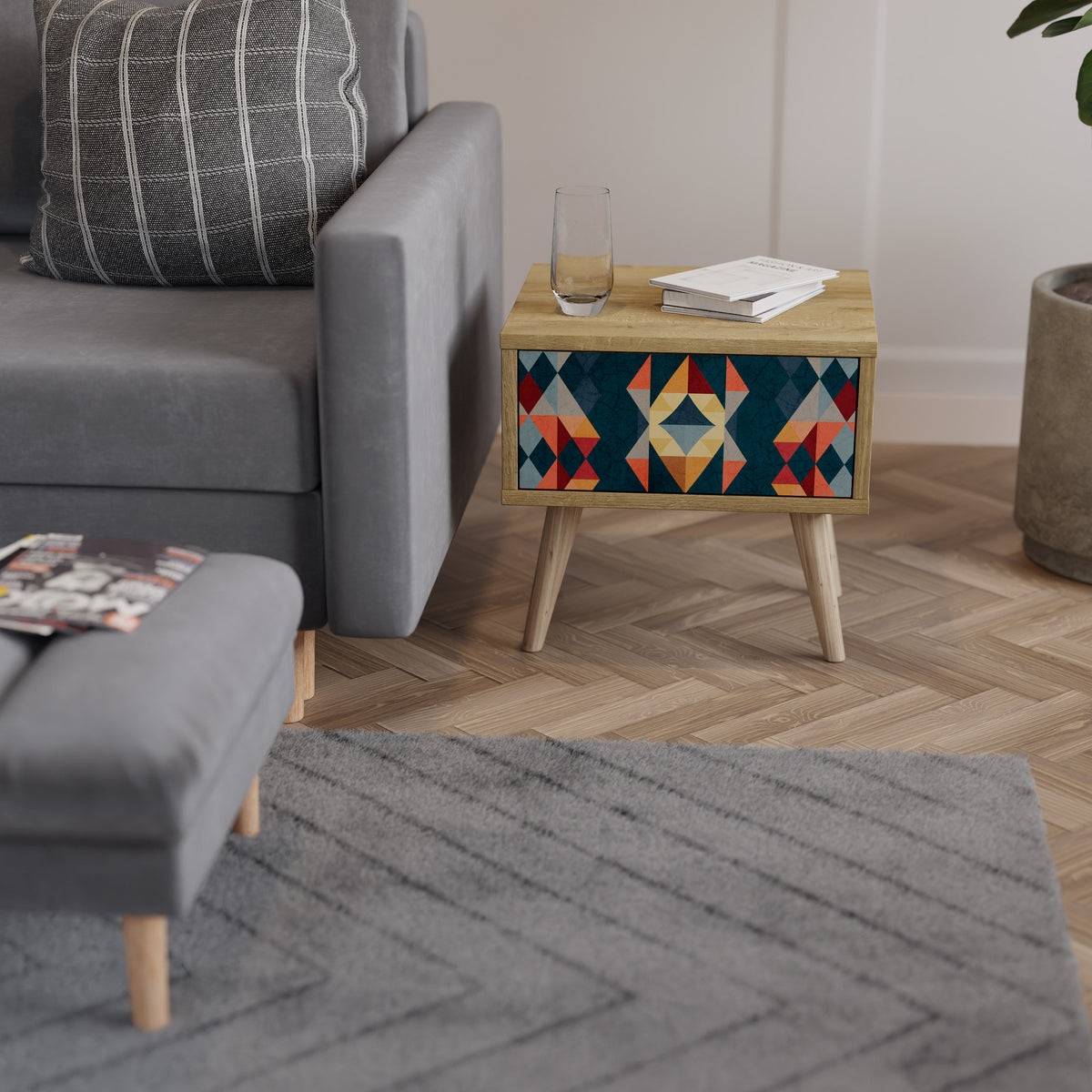 CRACKED ILLUSION Κομοδίνο με συρτάρι