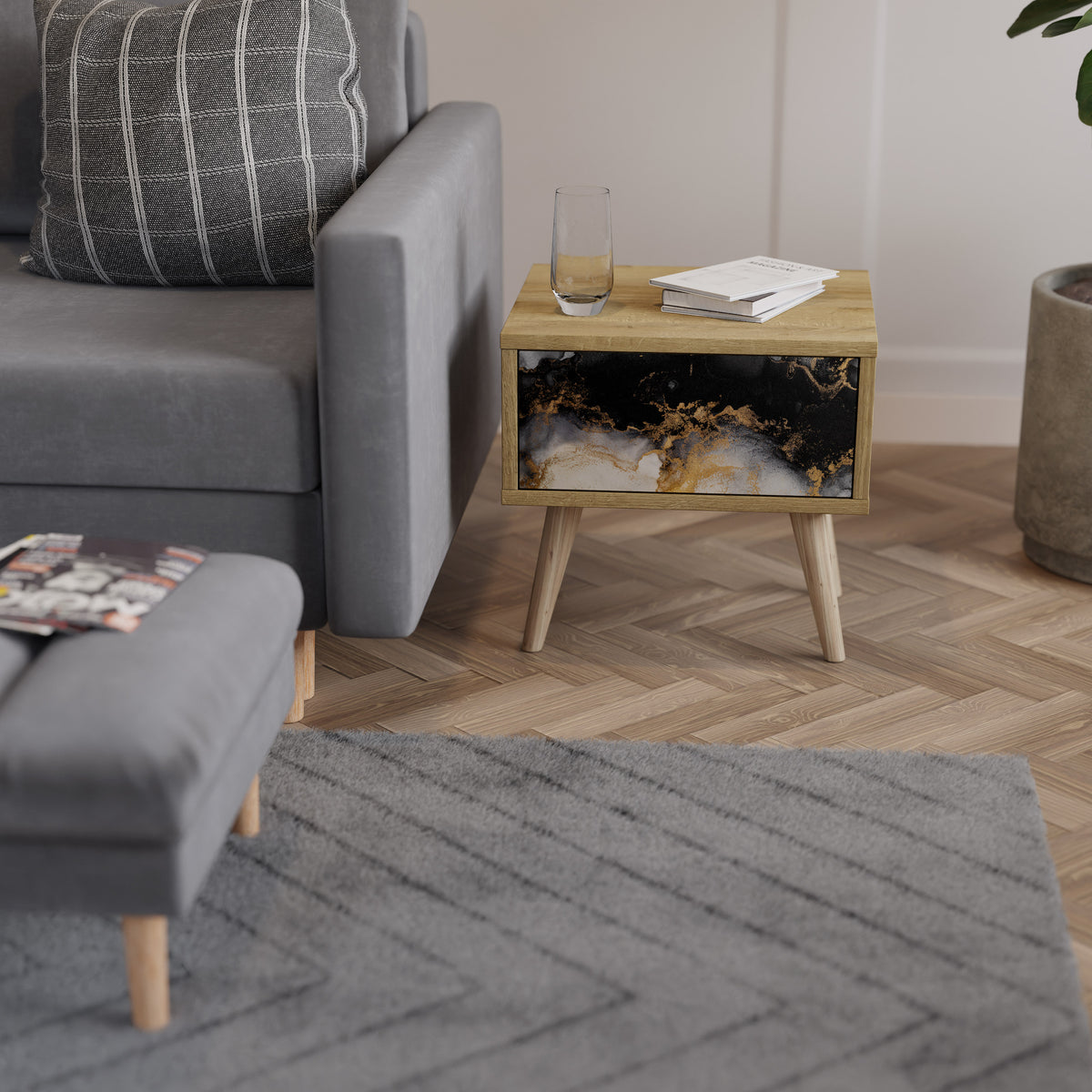 MARBLE OF TOMMORROW Κομοδίνο με συρτάρι