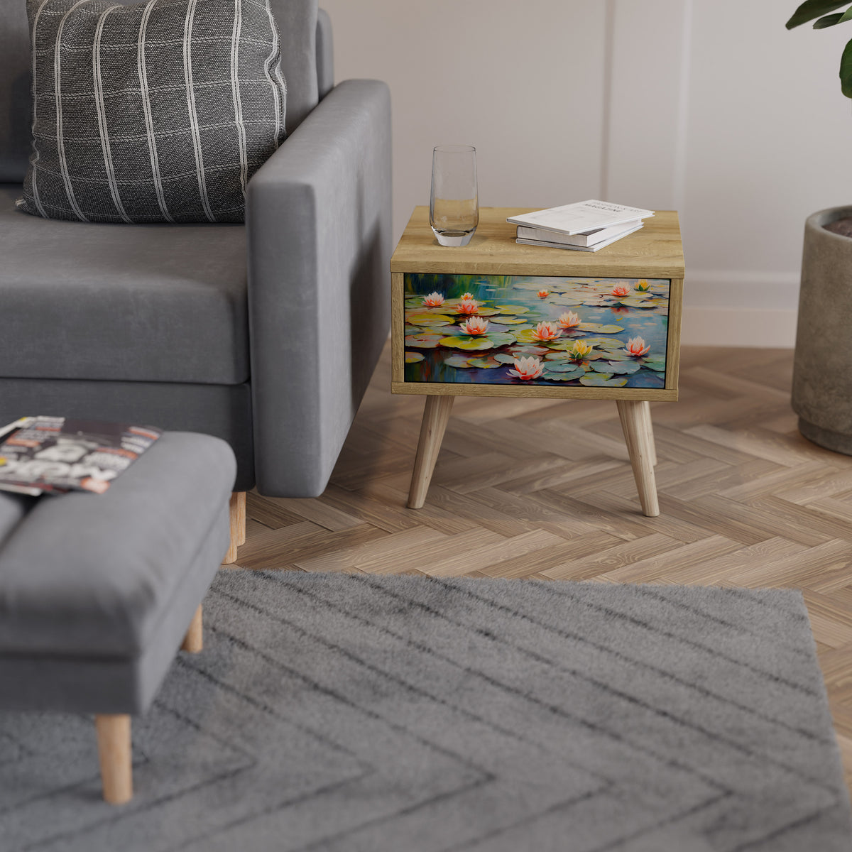 BLOOMING WATERS Κομοδίνο με συρτάρι