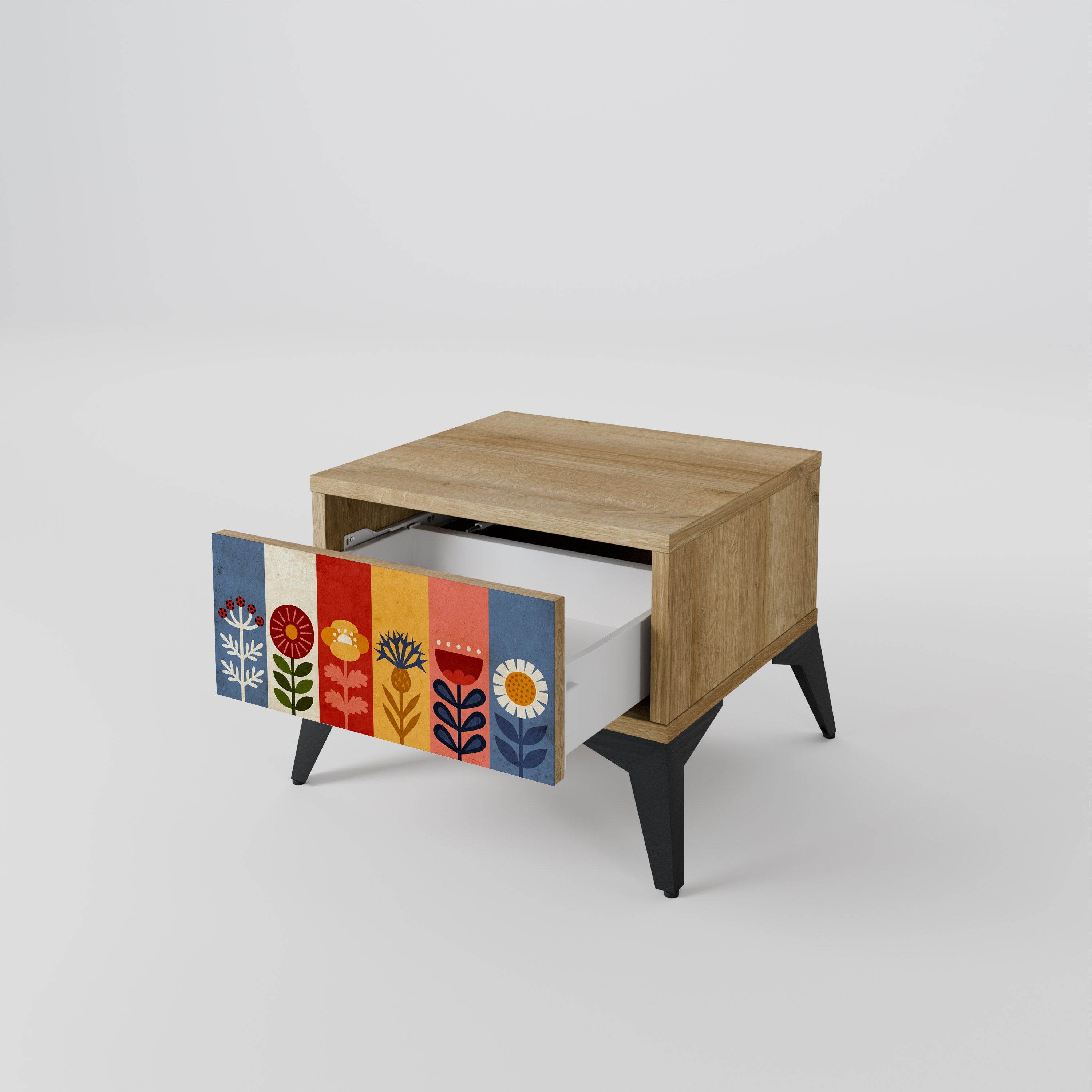 SCANDIC FLOWERET Nightstand in Oak Effect