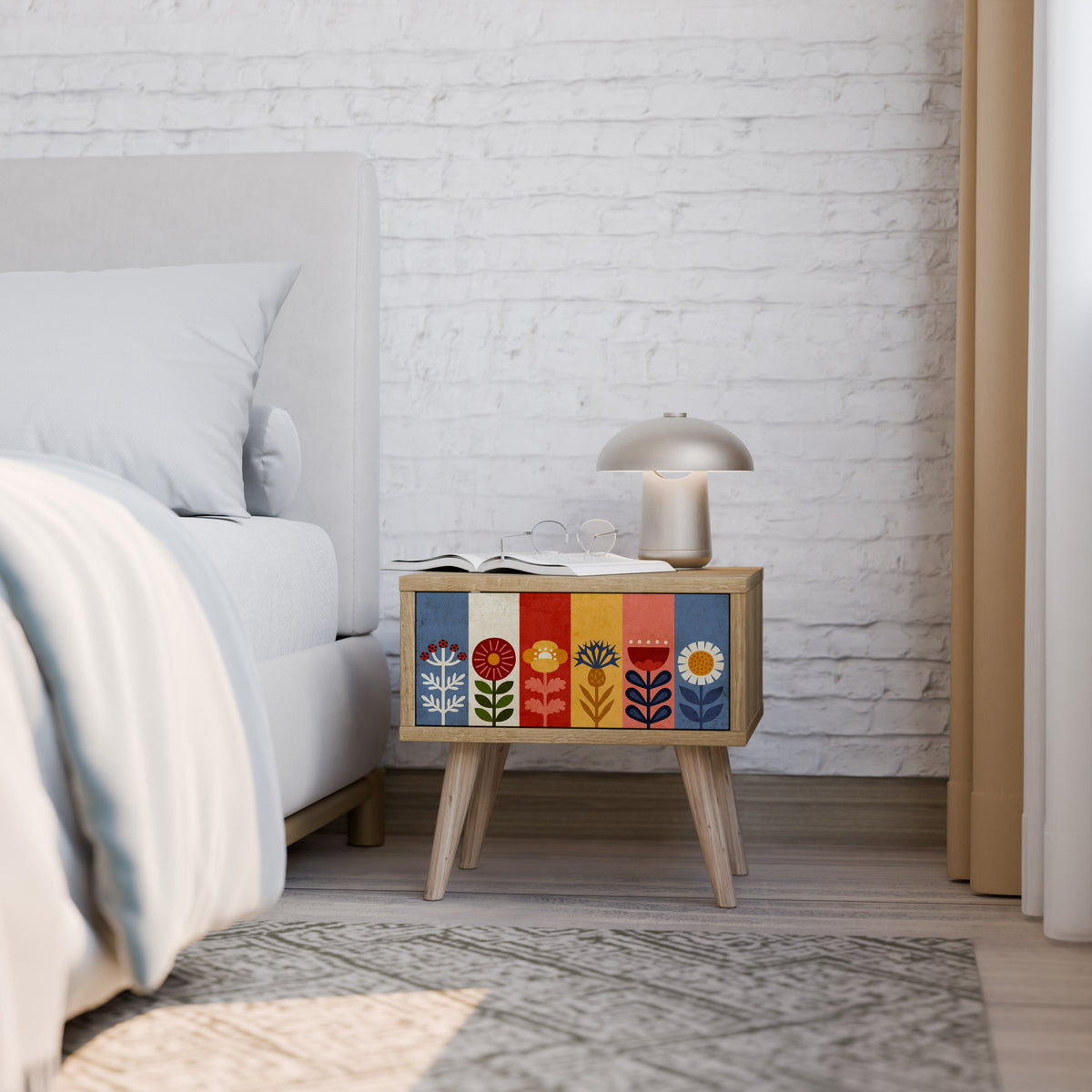 SCANDIC FLOWERET Κομοδίνο με συρτάρι