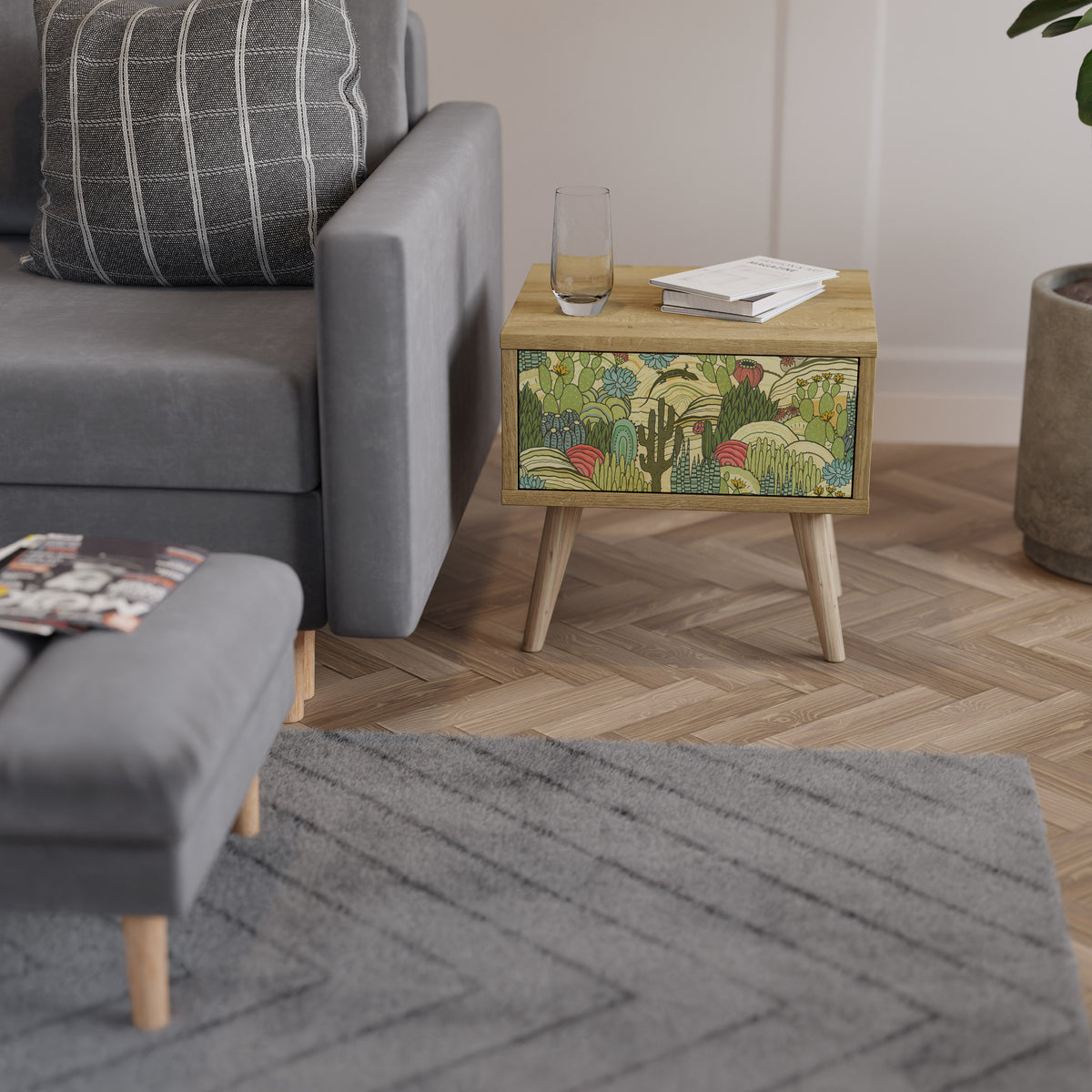 SUCCULENTS KALEIDOSCOPE Κομοδίνο με συρτάρι