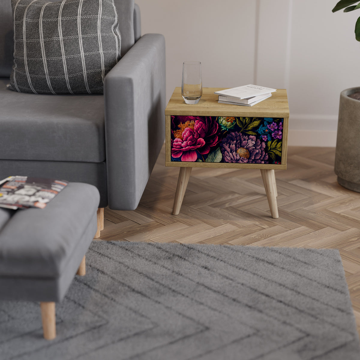 BLOOMING ELEGANCE Κομοδίνο με συρτάρι