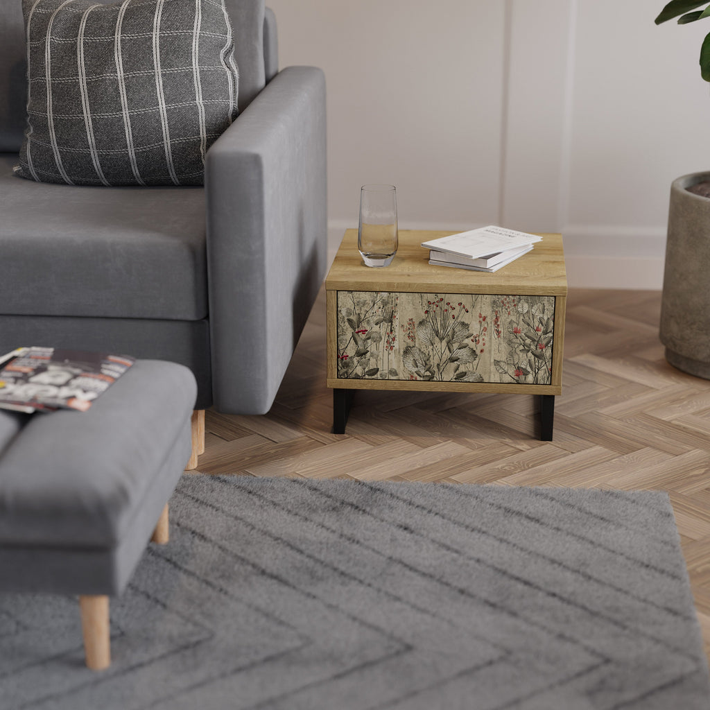 HERBAL GRACE Nightstand in Oak Effect