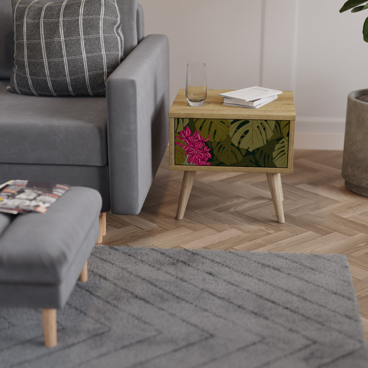 TROPICAL BEAUTY Κομοδίνο με συρτάρι