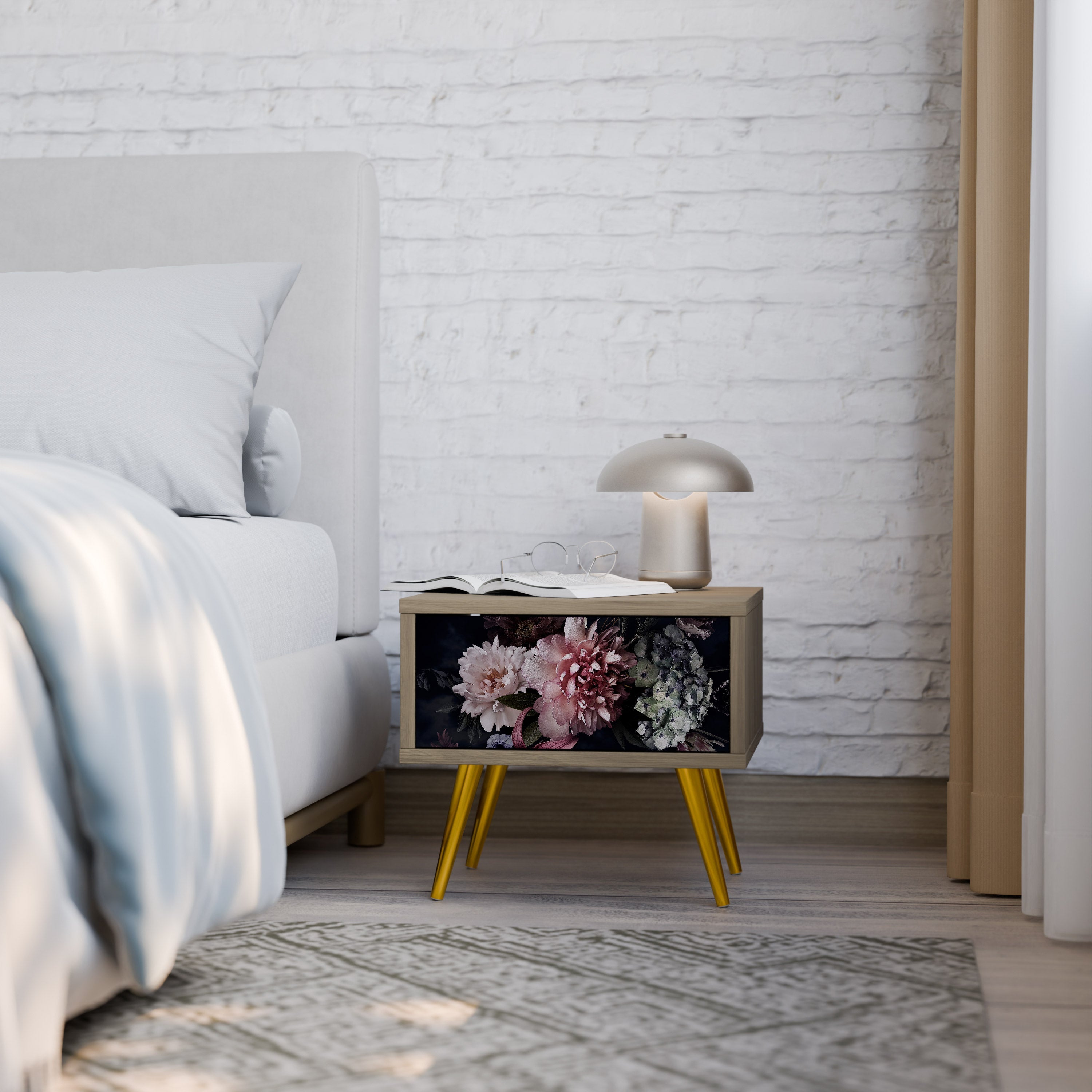 PURE BLOSSOM Nightstand in Oak Effect