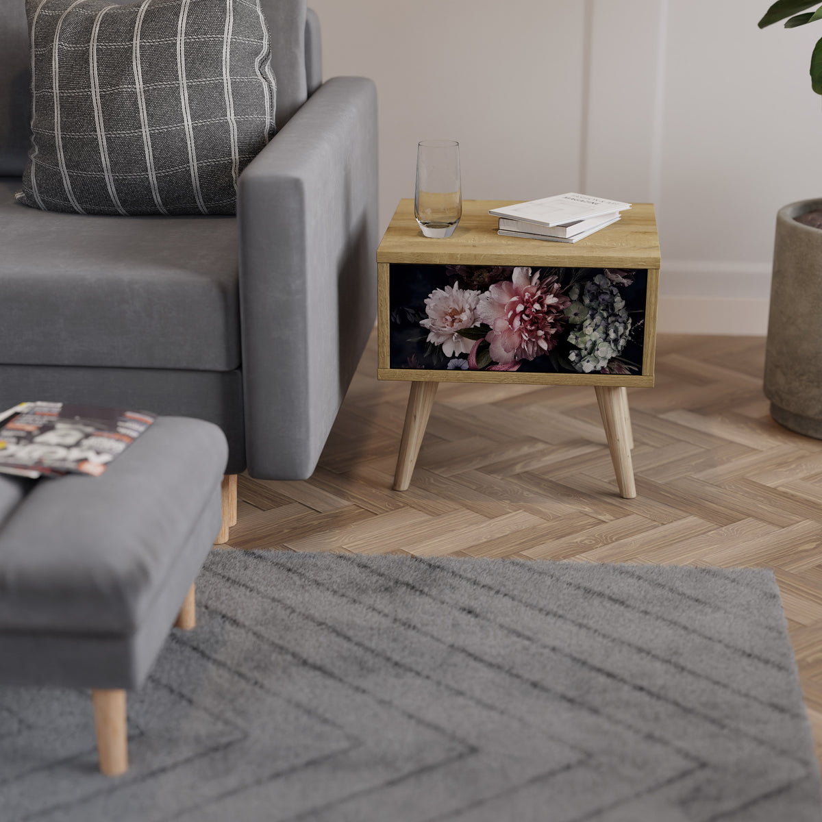 PURE BLOSSOM Κομοδίνο με συρτάρι