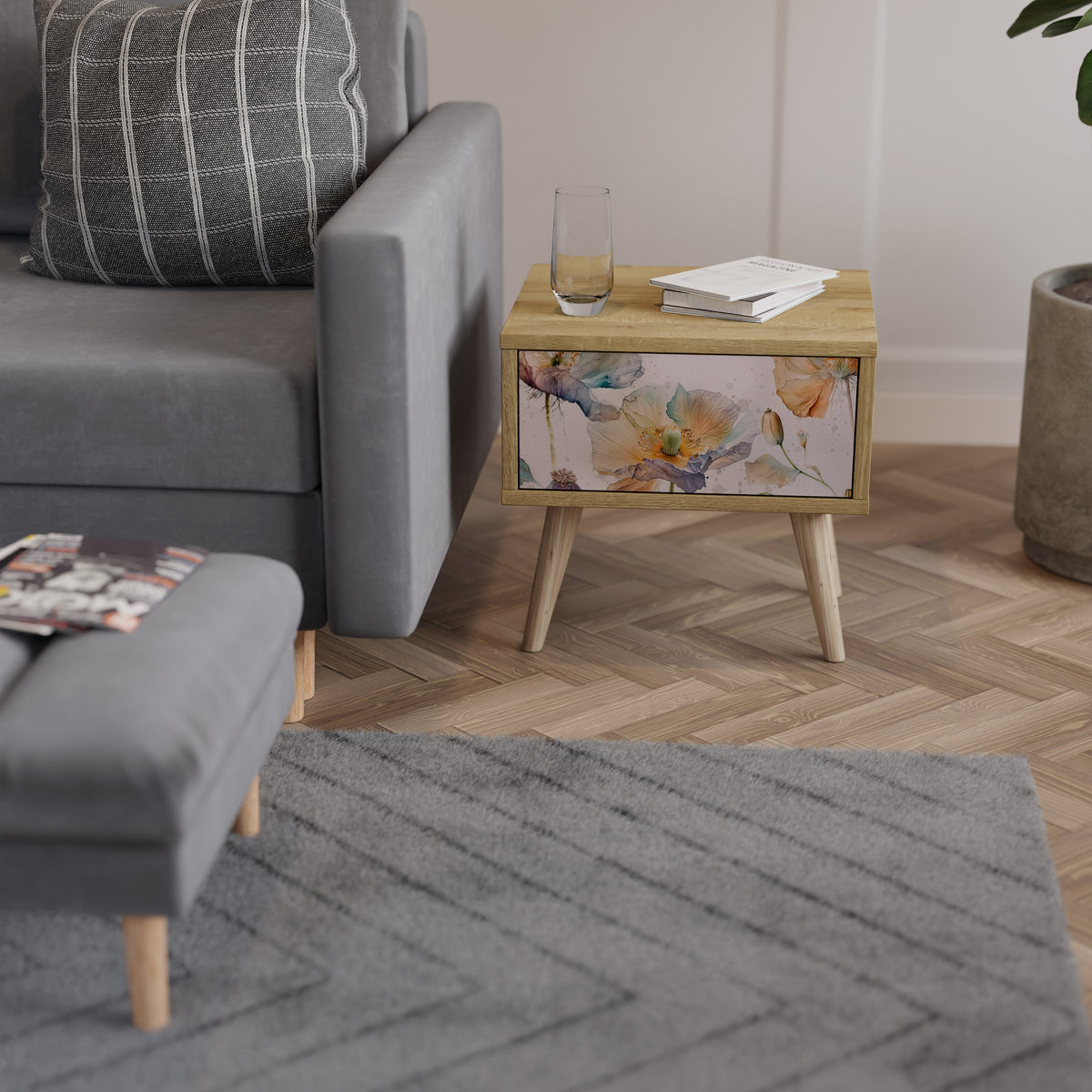 SOFTEN POPPY Κομοδίνο με συρτάρι