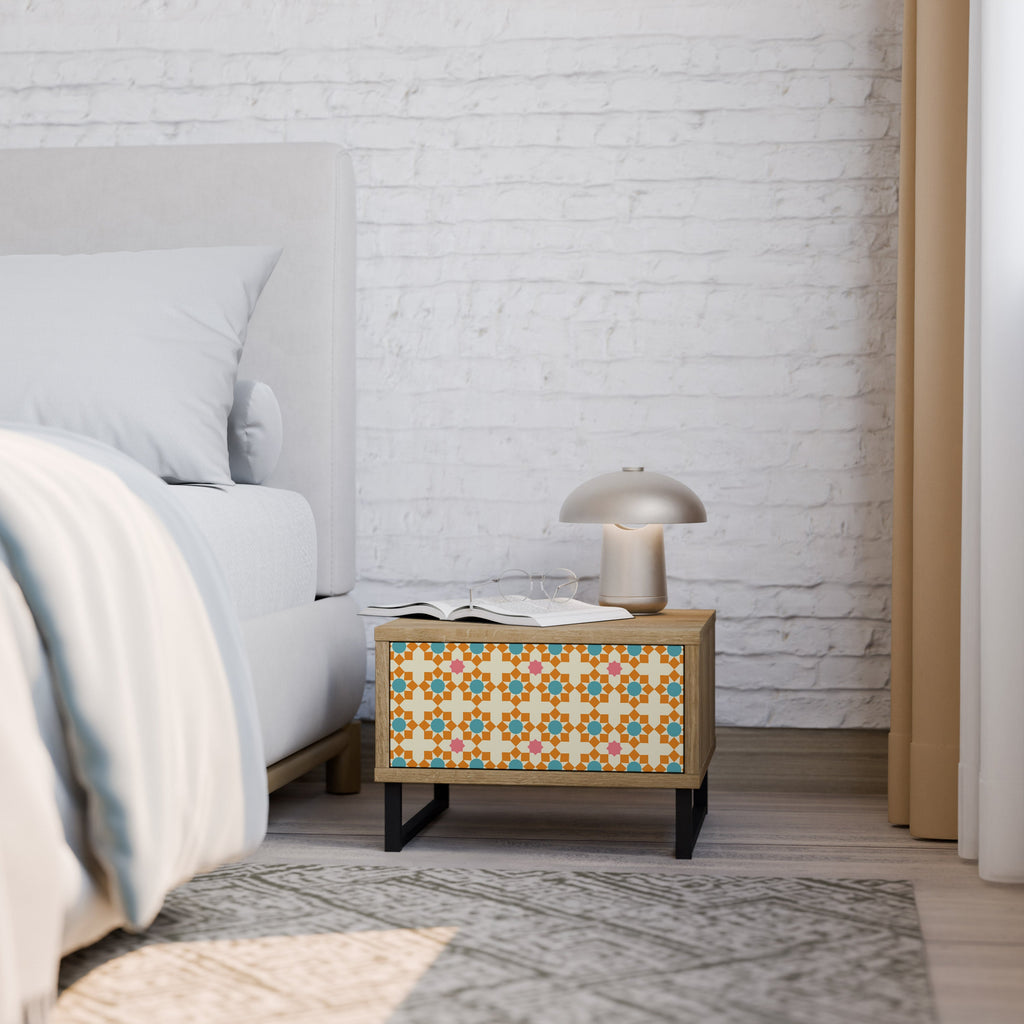 FLORAL DECOR Nightstand in Oak Effect