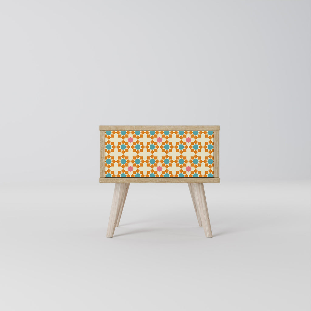 FLORAL DECOR Nightstand in Oak Effect