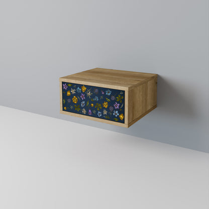 FLOWERS ON NAVY BLUE Κομοδίνο με συρτάρι