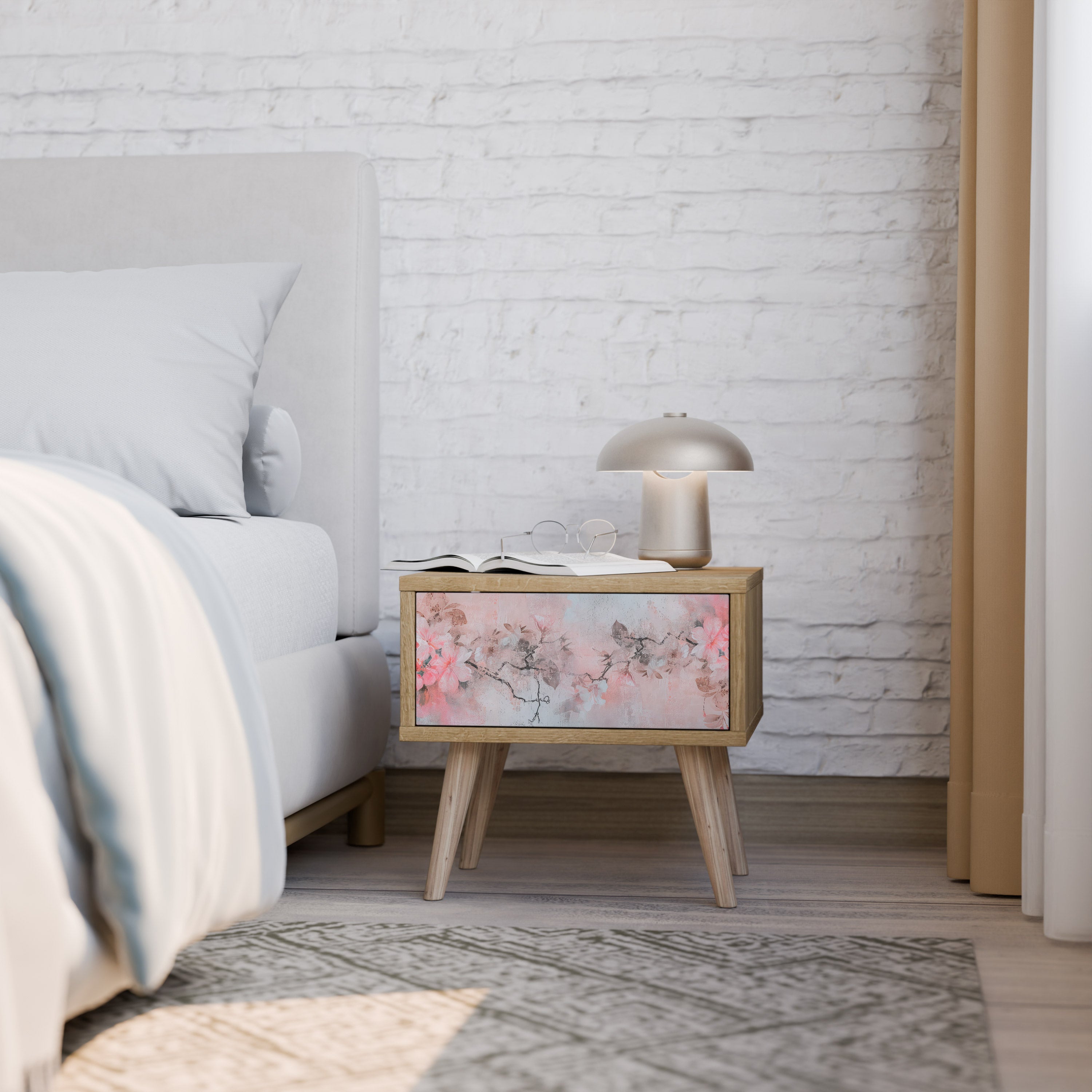 CHERRY BLOSSOM Nightstand in Oak Effect