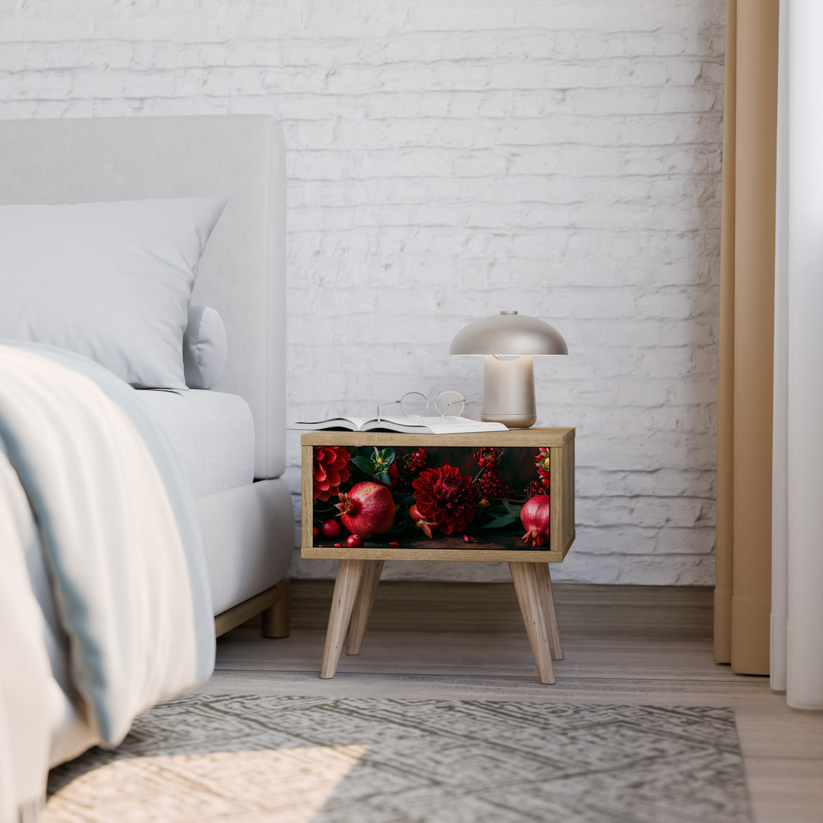 DAHLIAS AND POMEGRANATES Κομοδίνο με συρτάρι