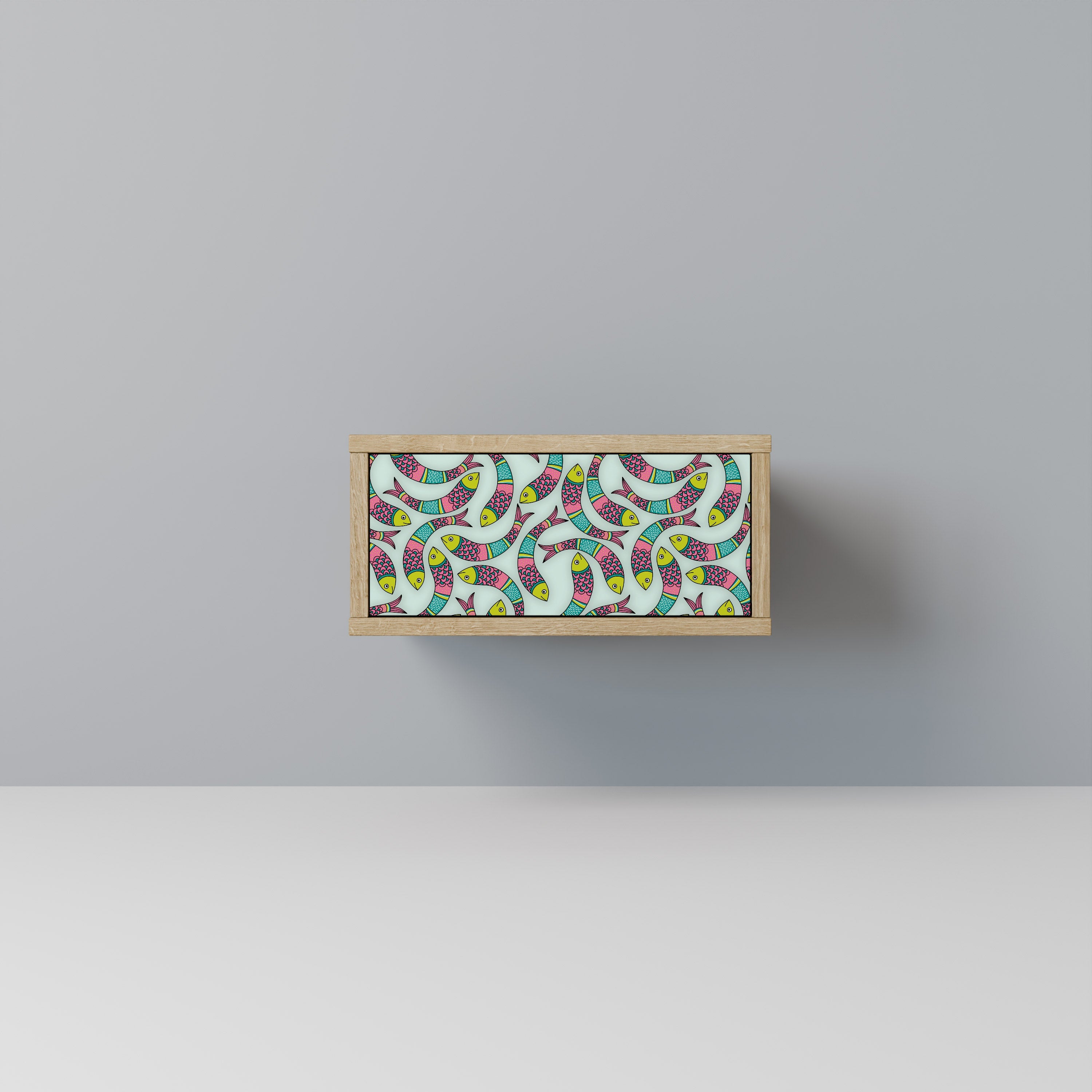 INDIAN FISH Nightstand in Oak Effect