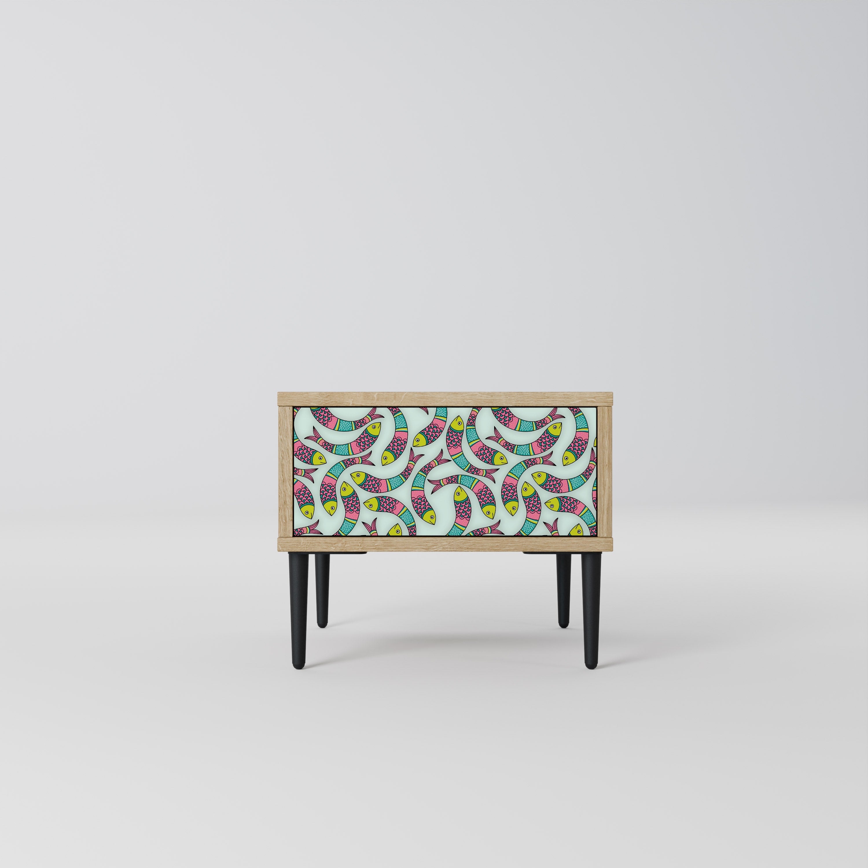INDIAN FISH Nightstand in Oak Effect