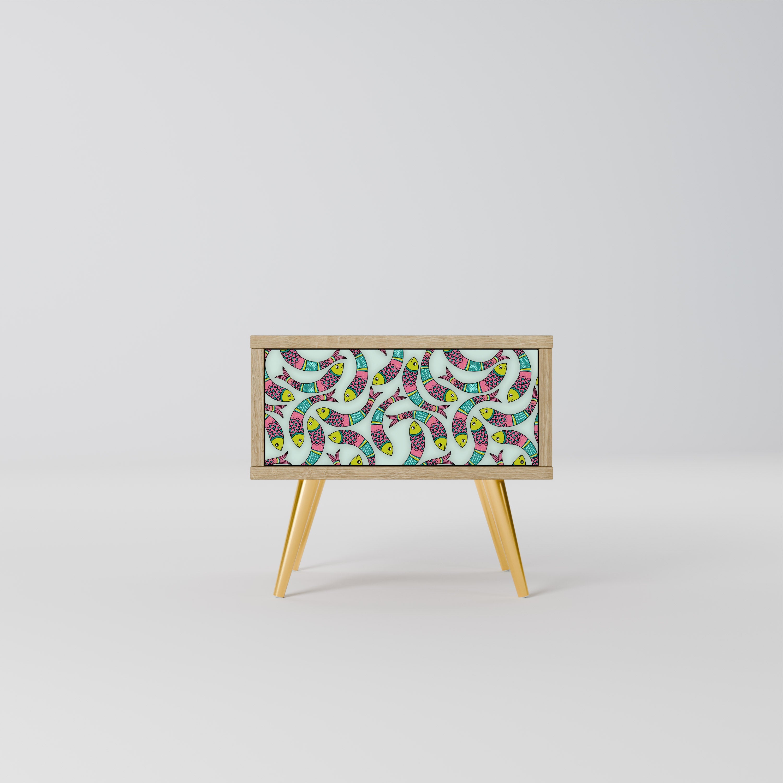INDIAN FISH Nightstand in Oak Effect