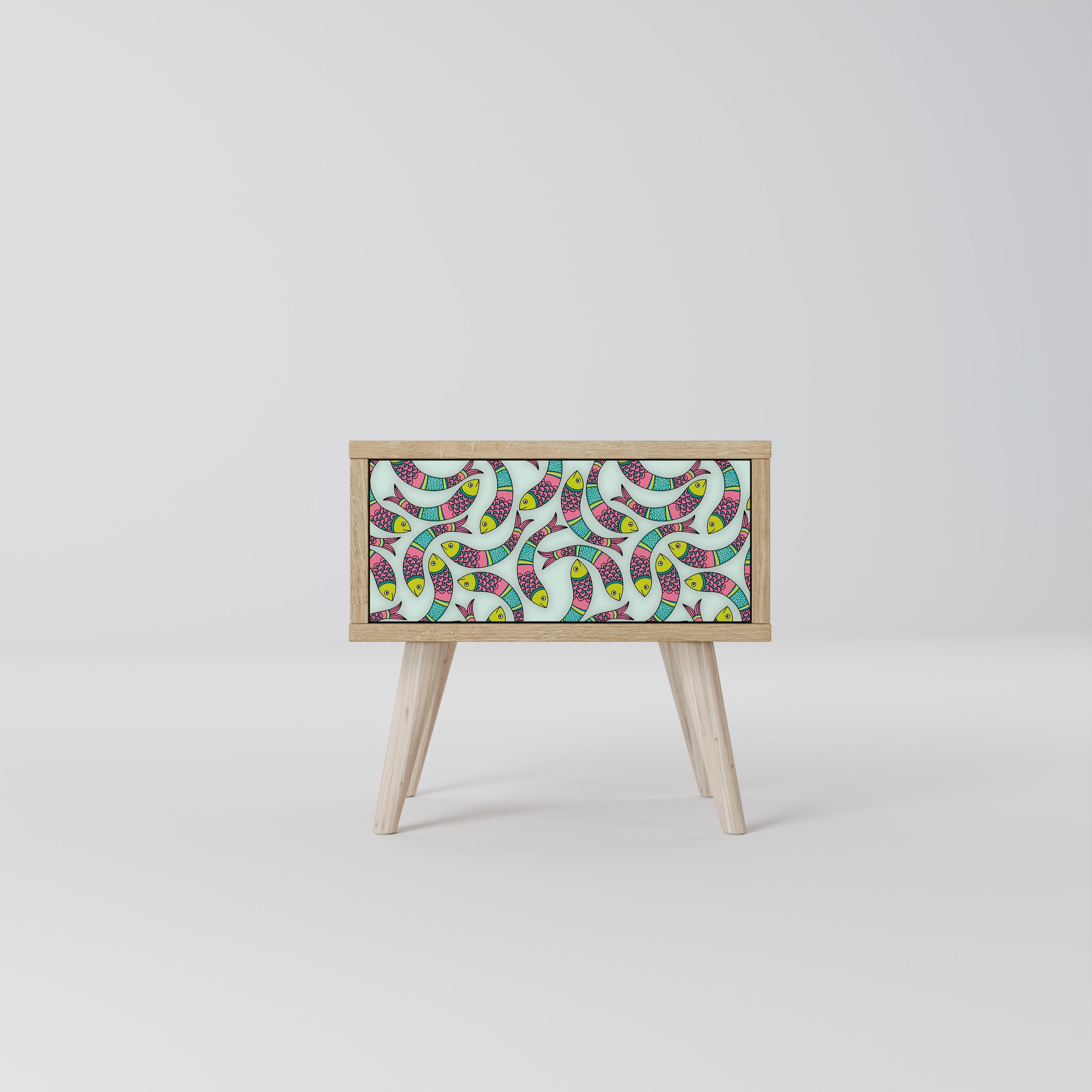 INDIAN FISH Nightstand in Oak Effect