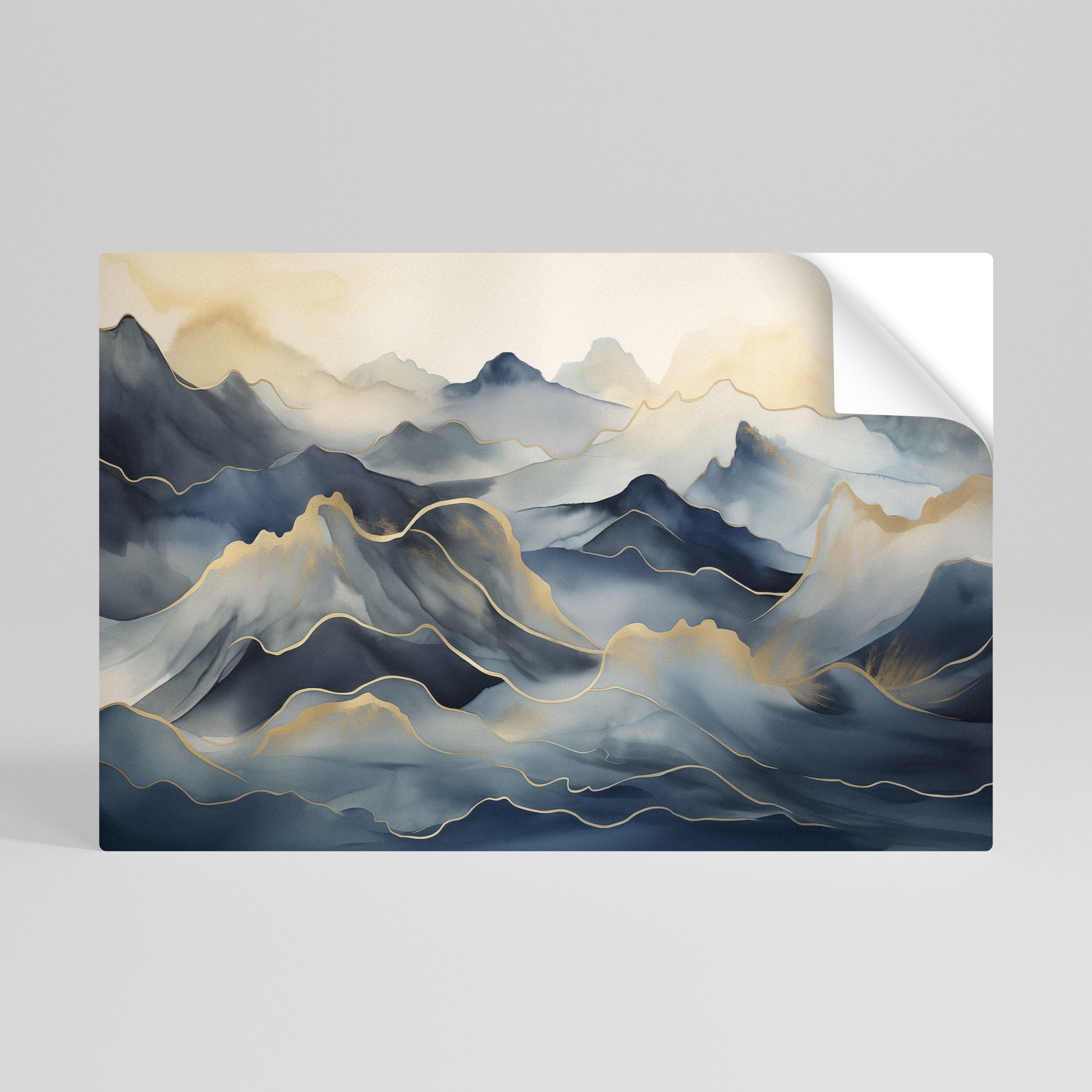 GOLDEN MOUNTAIN FOG Οριζόντια Αφίσα με Ξεφλουδισμένο και Κολλημένο Σχήμα