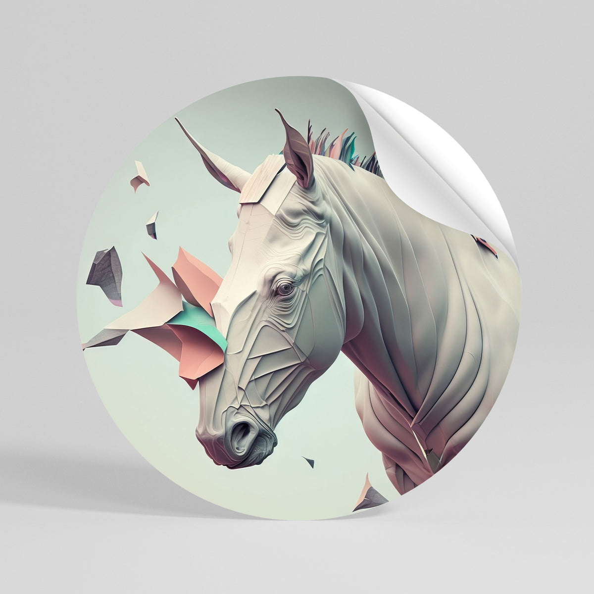 FUTURISTIC HORSE Αυτοκόλλητη Αφίσα στρογγυλή