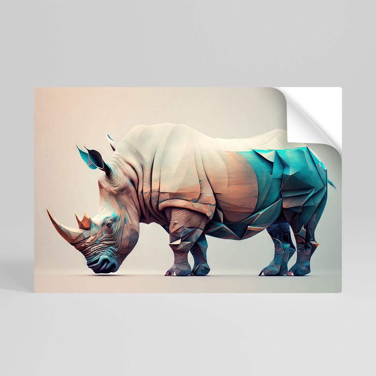 FUTURISTIC RHINO Αυτοκόλλητη Αφίσα οριζόντια