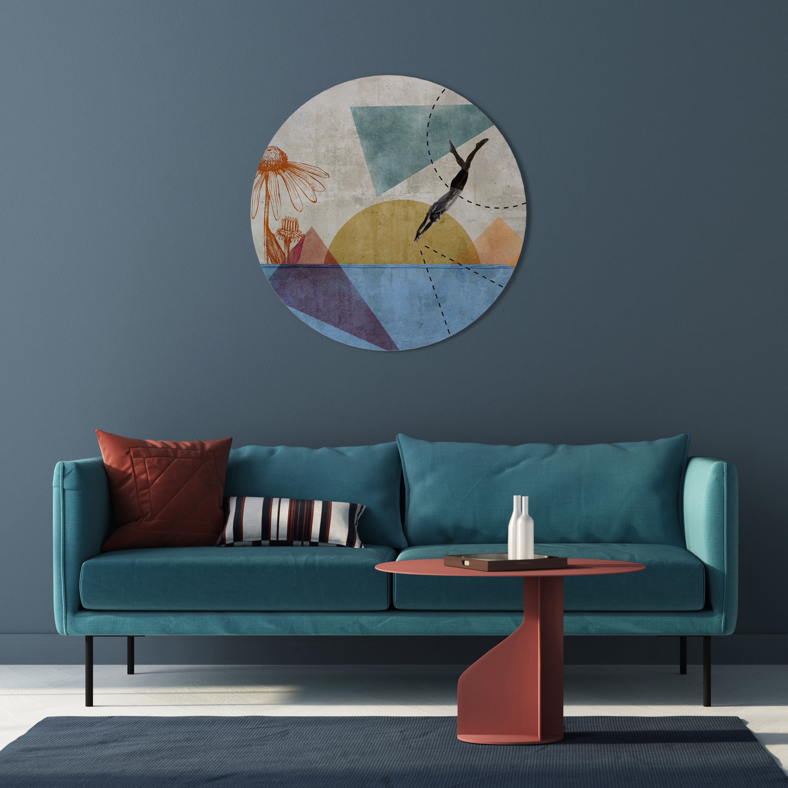 JUMP AROUND THE SHAPES Round Wall Art