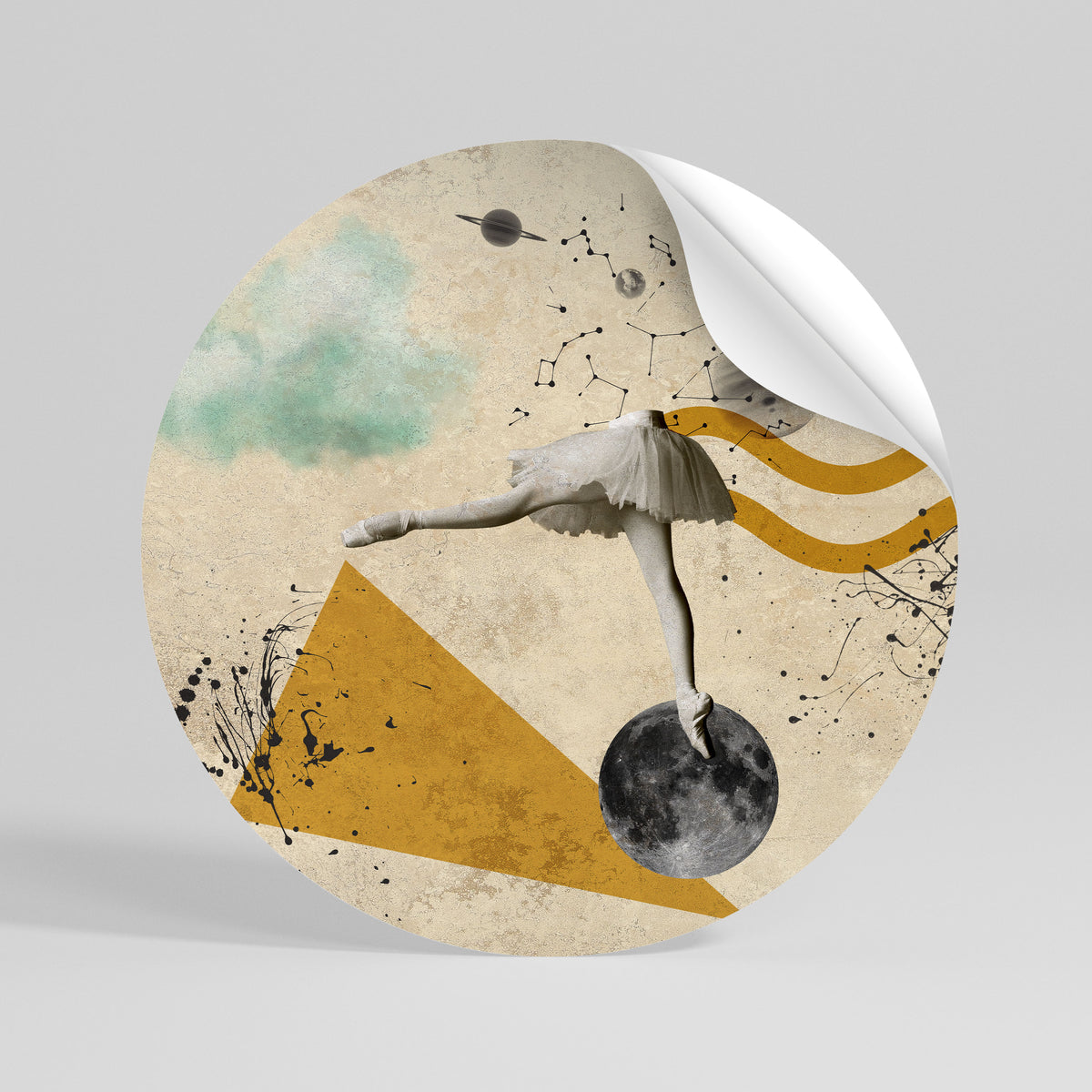 SHAPES OF BALLERINA Αυτοκόλλητη Αφίσα στρογγυλή