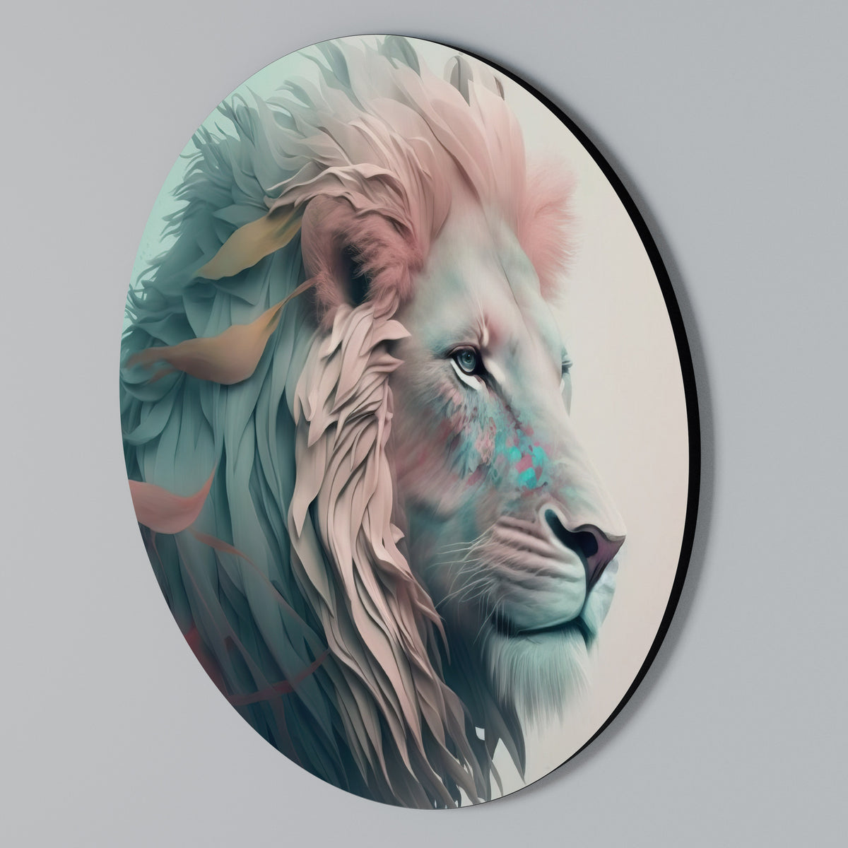 LUMINOUS LION MAJESTY Στρογγυλός πίνακας ζωγραφικής