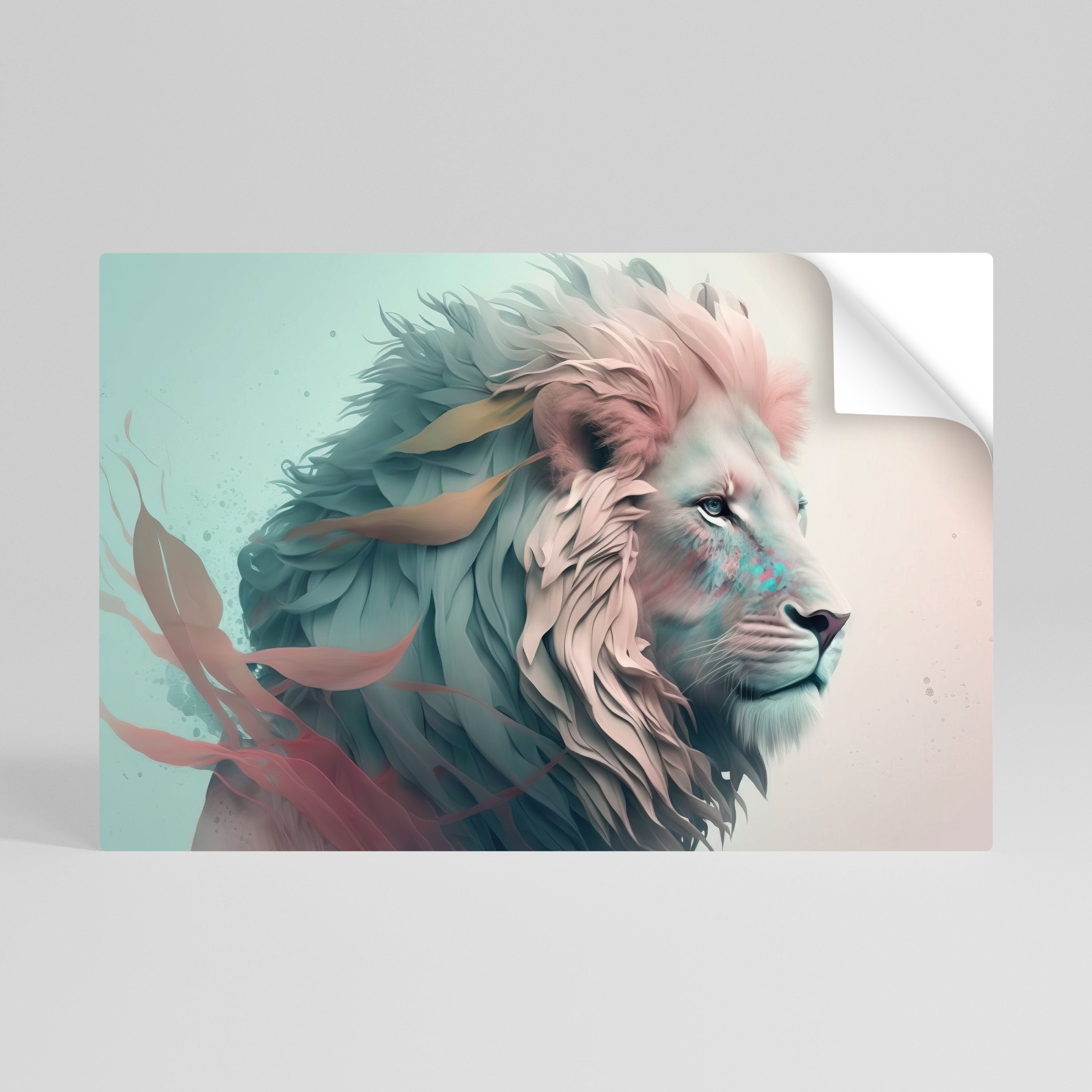 Οριζόντια αφίσα LUMINOUS LION MAJESTY, ξεφλουδισμένη και κολλημένη