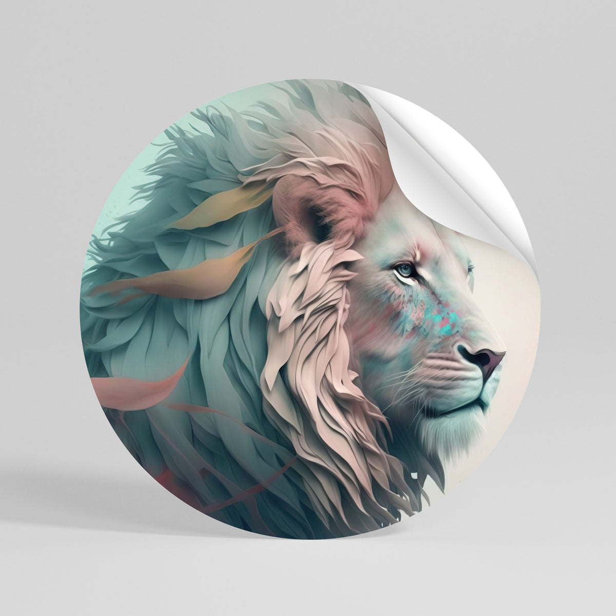 LUMINOUS LION MAJESTY Αυτοκόλλητη Αφίσα στρογγυλή