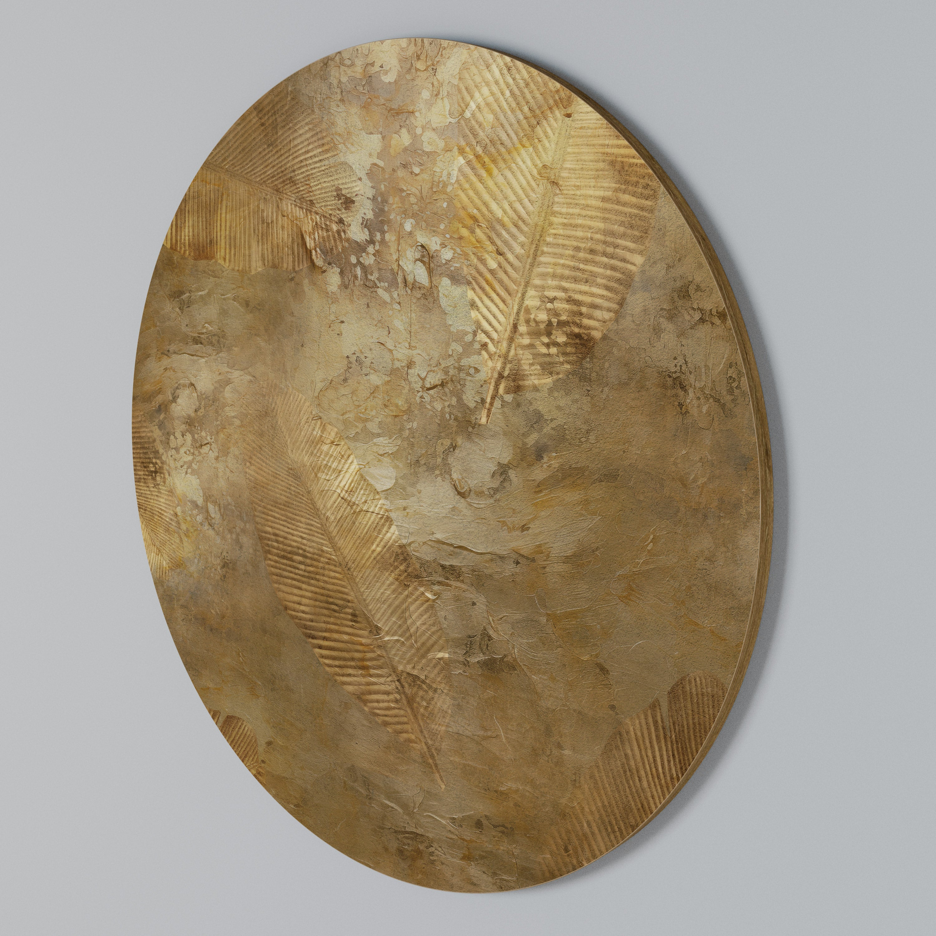 GILDED LEAF CASCADE Round Wall Art