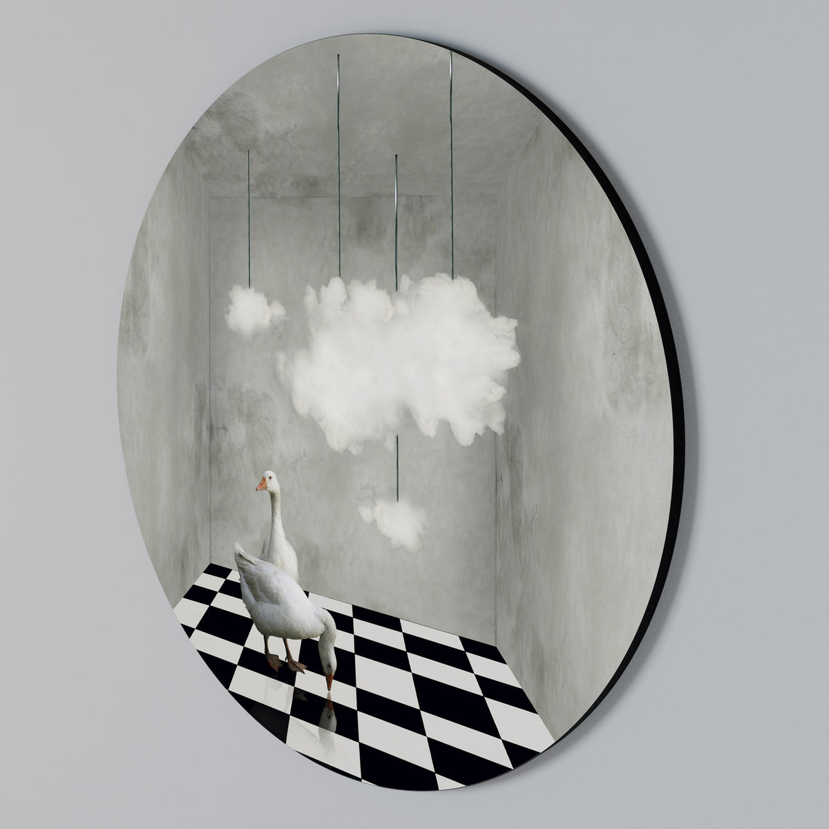 CHESS CLOUD SWAN Στρογγυλός πίνακας ζωγραφικής