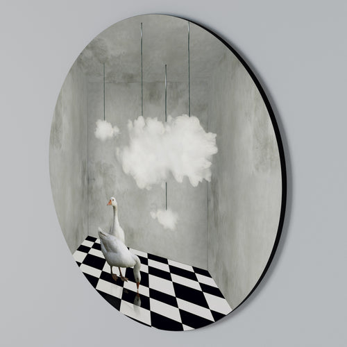 CHESS CLOUD SWAN Στρογγυλός πίνακας ζωγραφικής