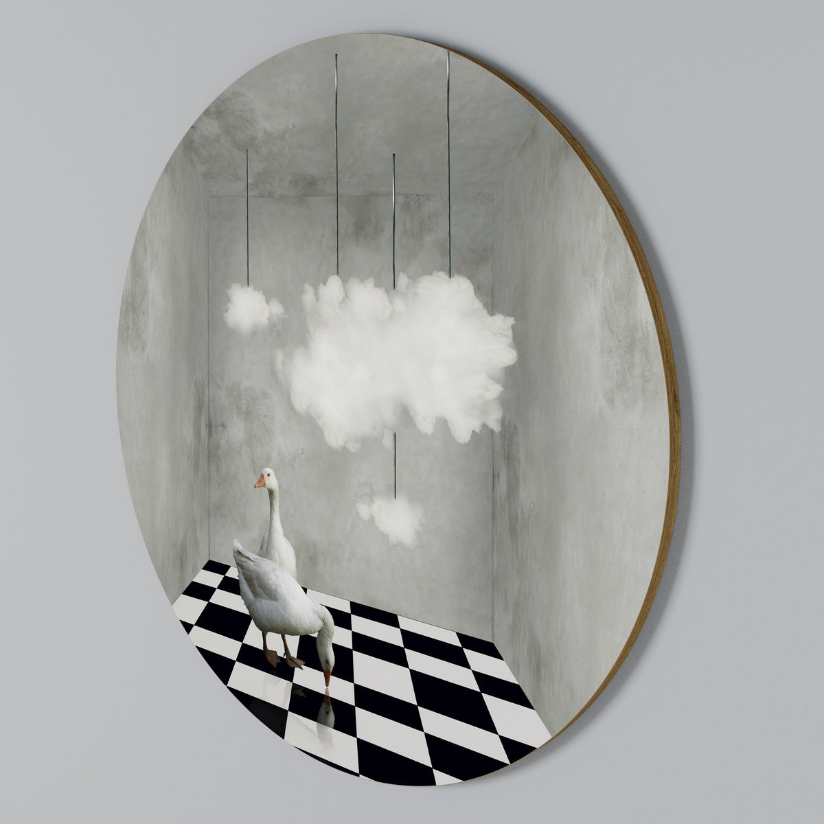 CHESS CLOUD SWAN Στρογγυλός πίνακας ζωγραφικής
