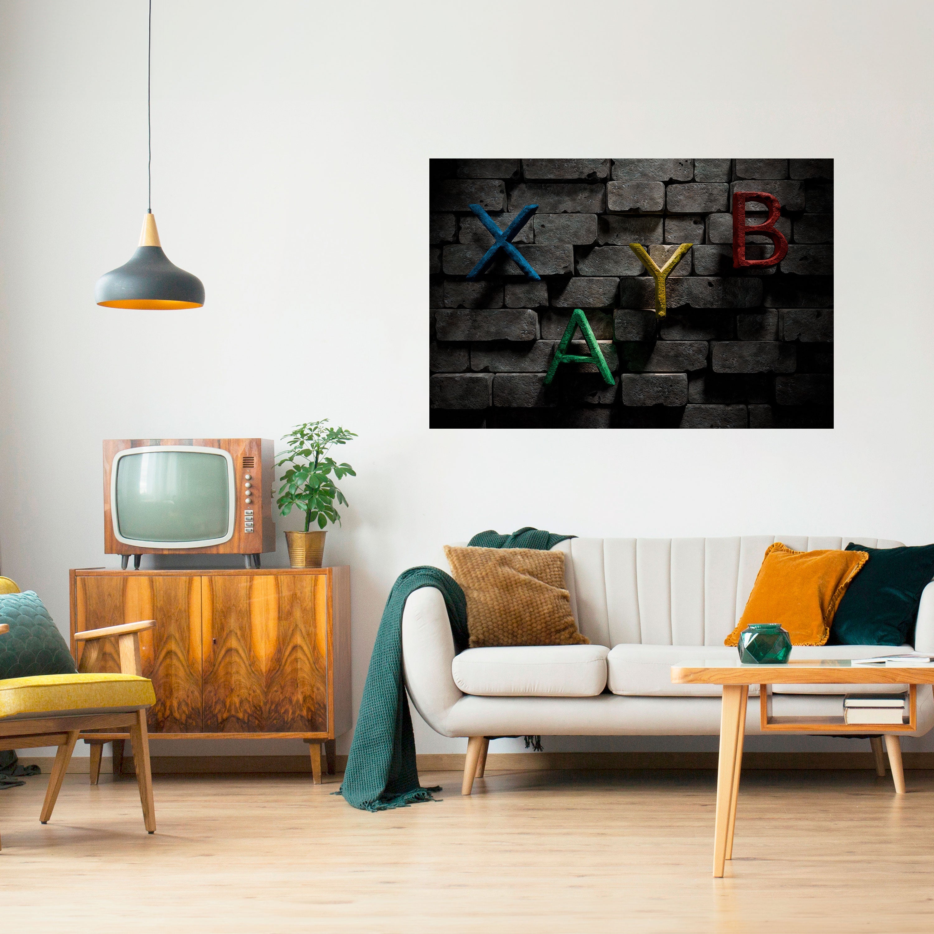 GAMER BRICK LETTERS Οριζόντια αφίσα με γράμματα από τούβλα, ξεφλουδίστε και κολλήστε