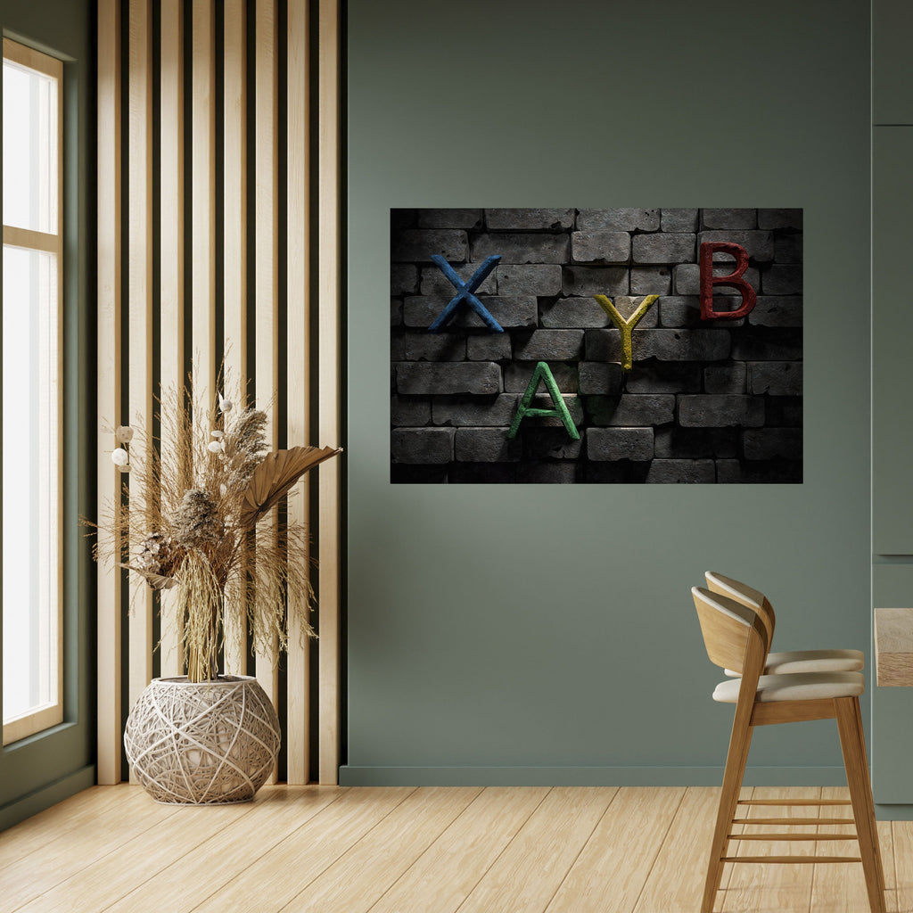 GAMER BRICK LETTERS Οριζόντια αφίσα με γράμματα από τούβλα, ξεφλουδίστε και κολλήστε