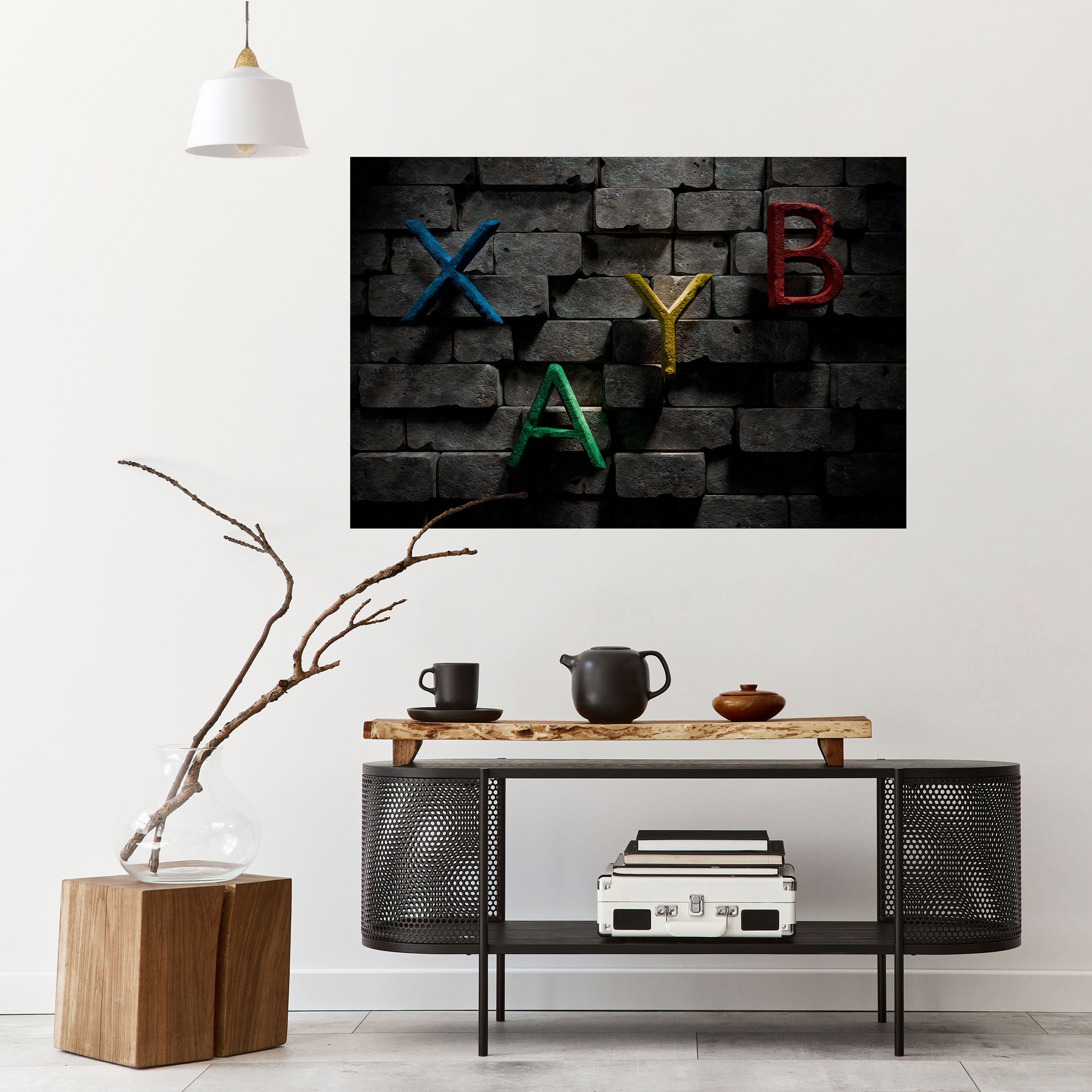 GAMER BRICK LETTERS Οριζόντια αφίσα με γράμματα από τούβλα, ξεφλουδίστε και κολλήστε