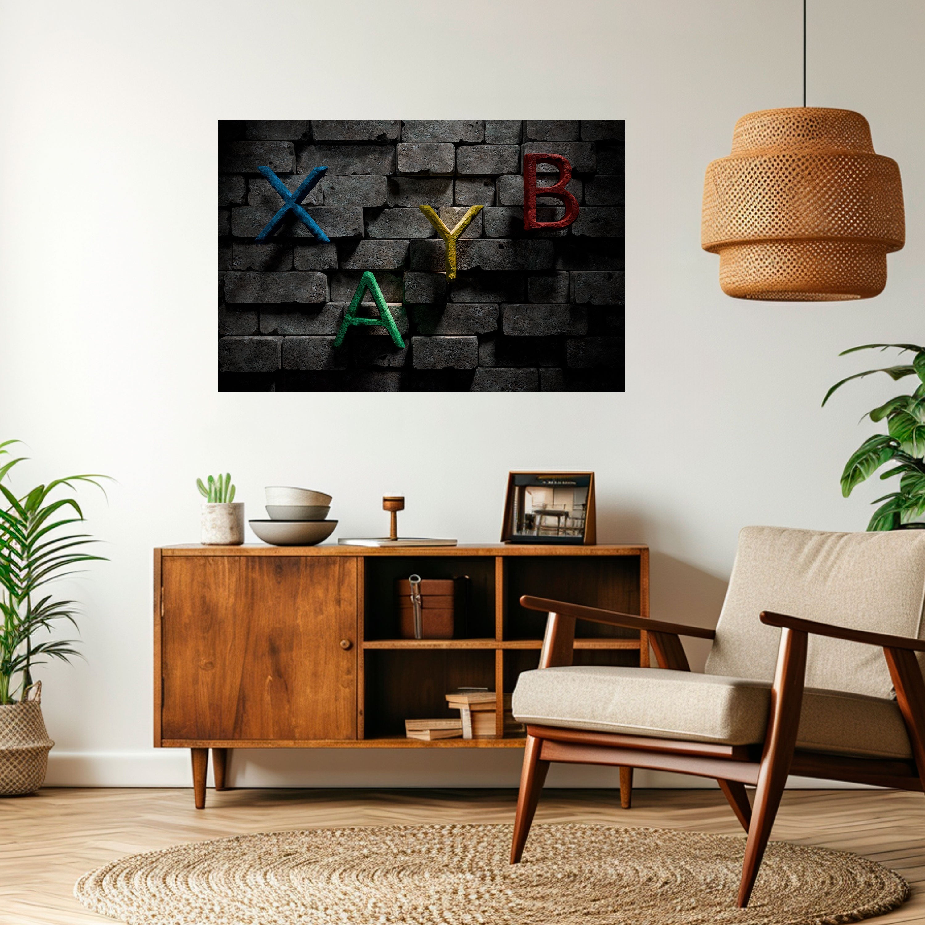 GAMER BRICK LETTERS Οριζόντια αφίσα με γράμματα από τούβλα, ξεφλουδίστε και κολλήστε