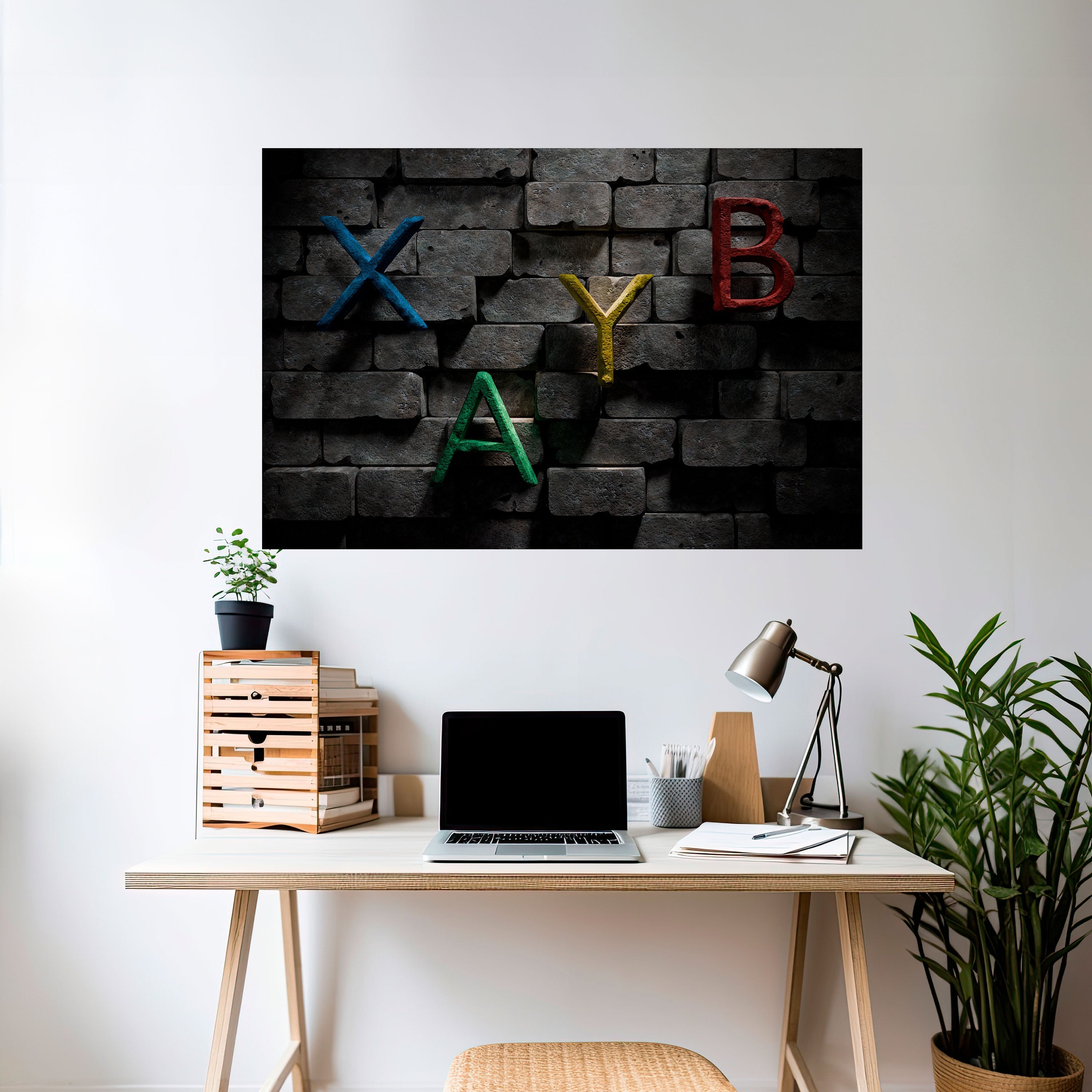 GAMER BRICK LETTERS Οριζόντια αφίσα με γράμματα από τούβλα, ξεφλουδίστε και κολλήστε