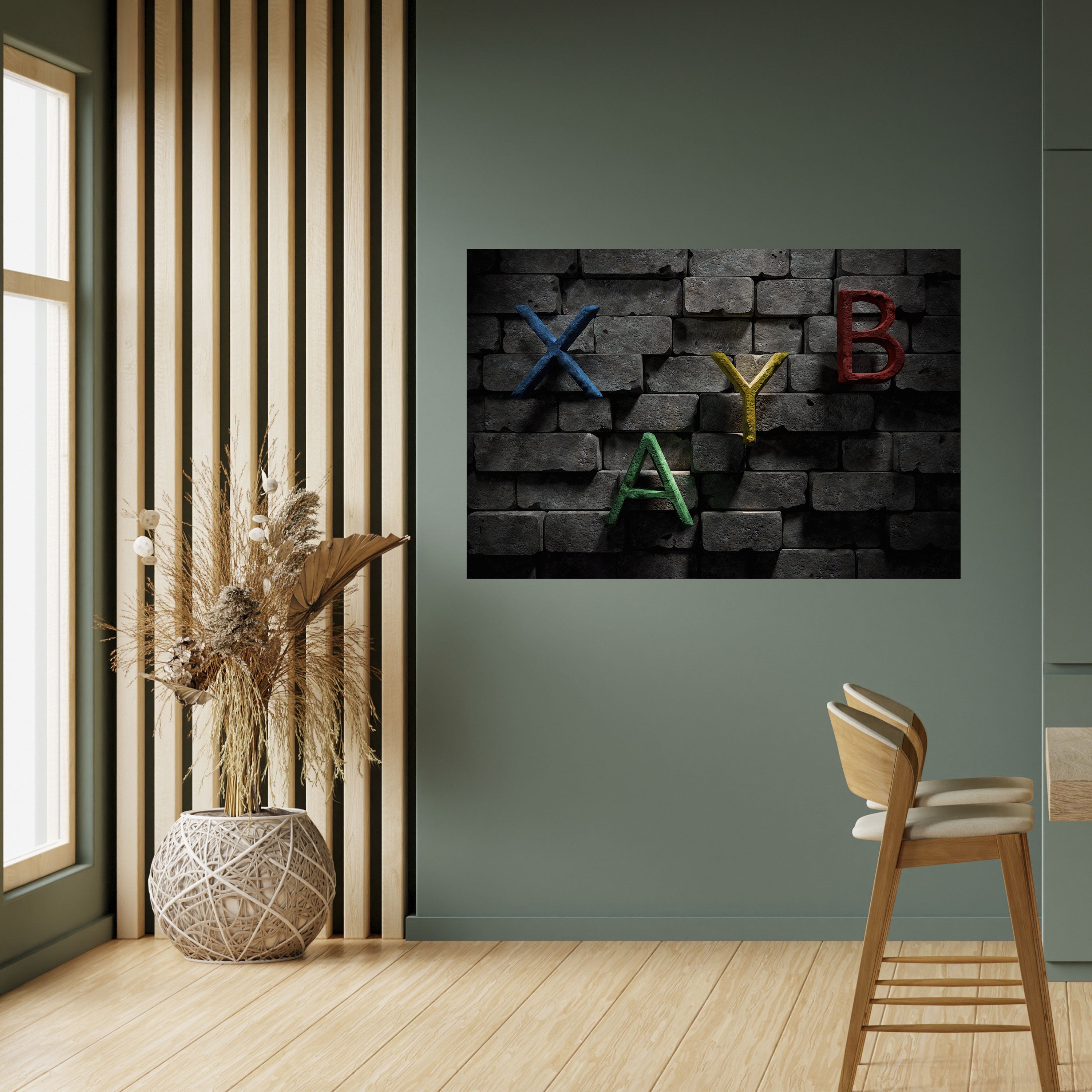 GAMER BRICK LETTERS Οριζόντια αφίσα με γράμματα από τούβλα, ξεφλουδίστε και κολλήστε