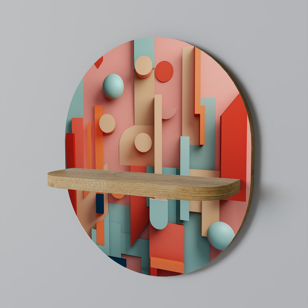 Οβάλ Ράφι Τέχνης COLORBURST CONSTRUCT σε Φόντο Δρυός