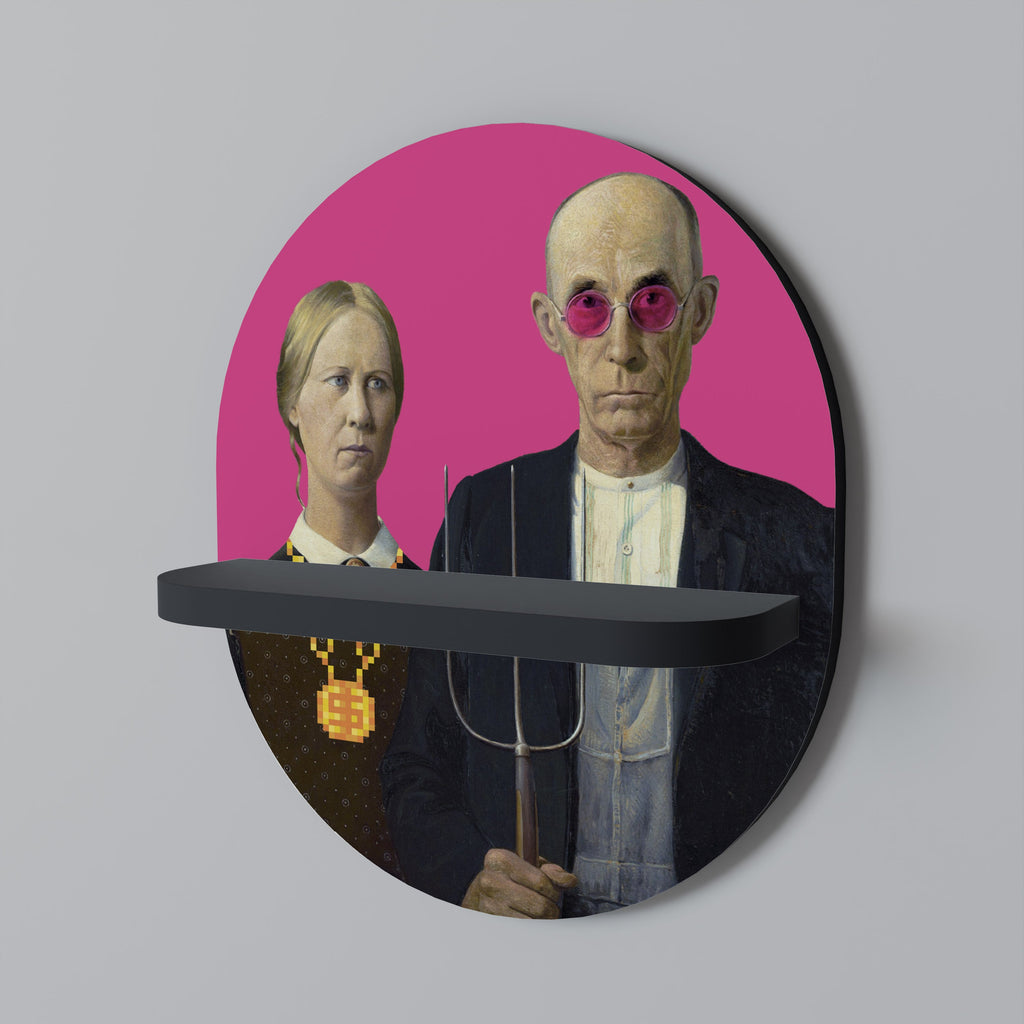 Οβάλ Ράφι Τέχνης AMERICAN GOTHIC BLING σε Μαύρο Φινίρισμα