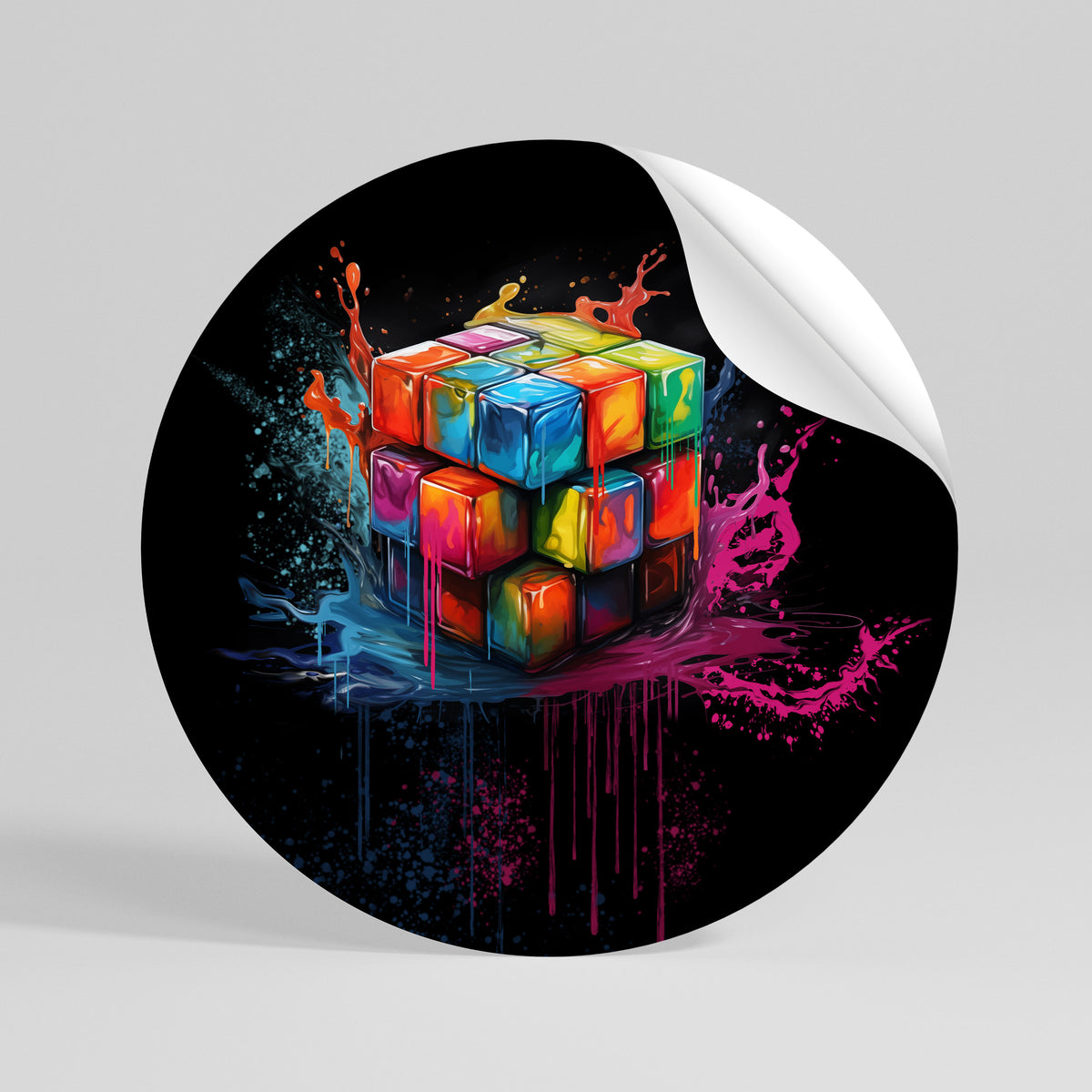 CUBE FUSION Αυτοκόλλητη Αφίσα στρογγυλή