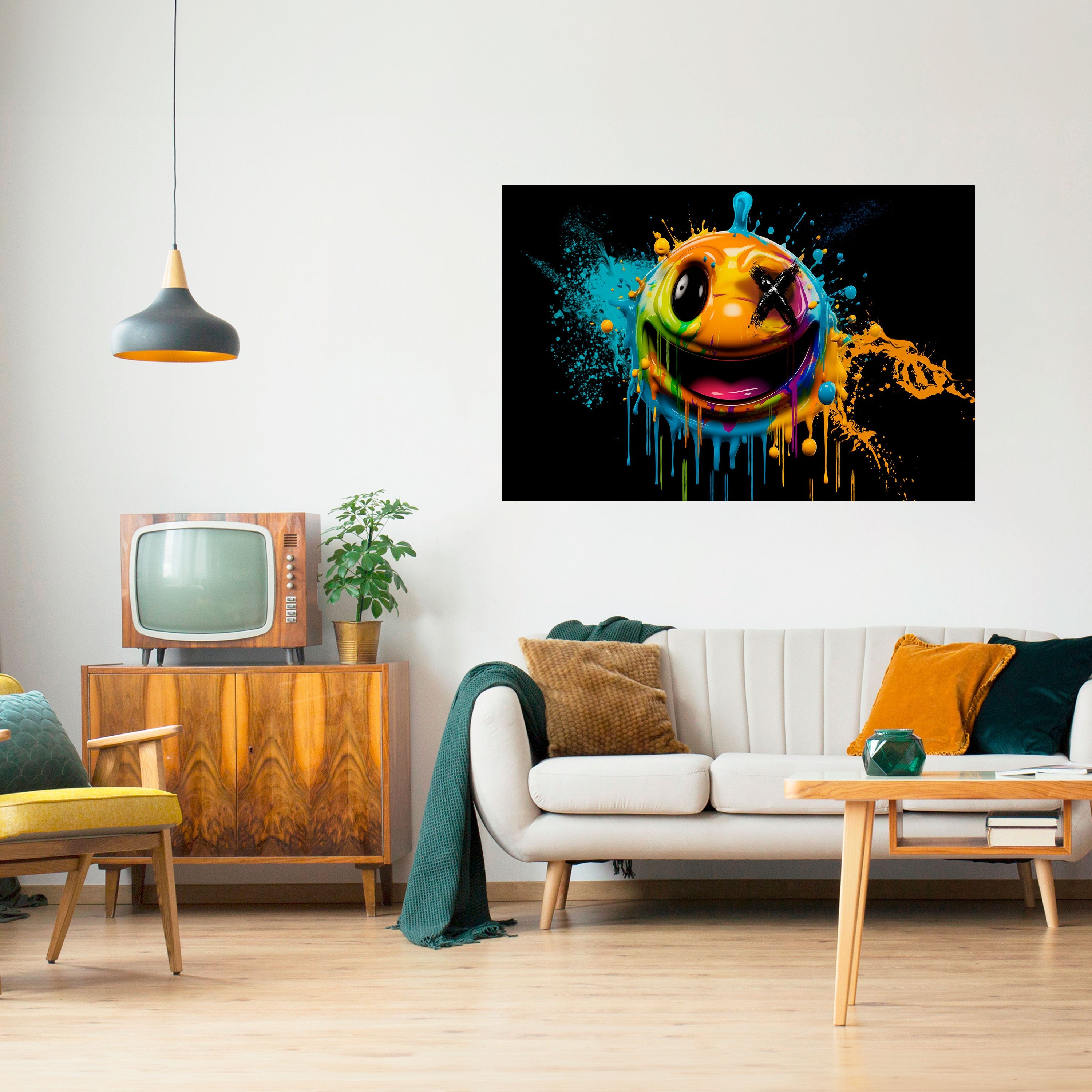 TRIPPY HAPPINESS Οριζόντια αφίσα με ξεφλούδισμα και κολλήματα
