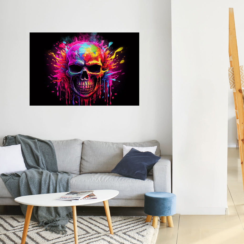 SKULL QUEST Οριζόντια αφίσα με ξεφλουδισμένο και κολλημένο σχέδιο