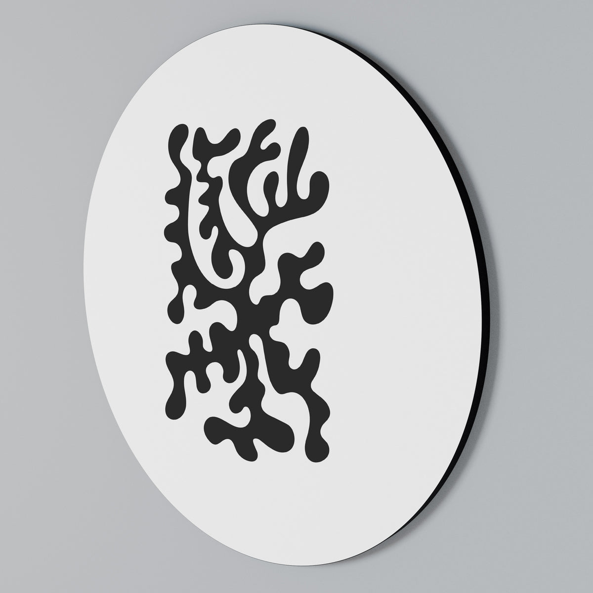 CHARCOAL CASCADE Round Wall Art