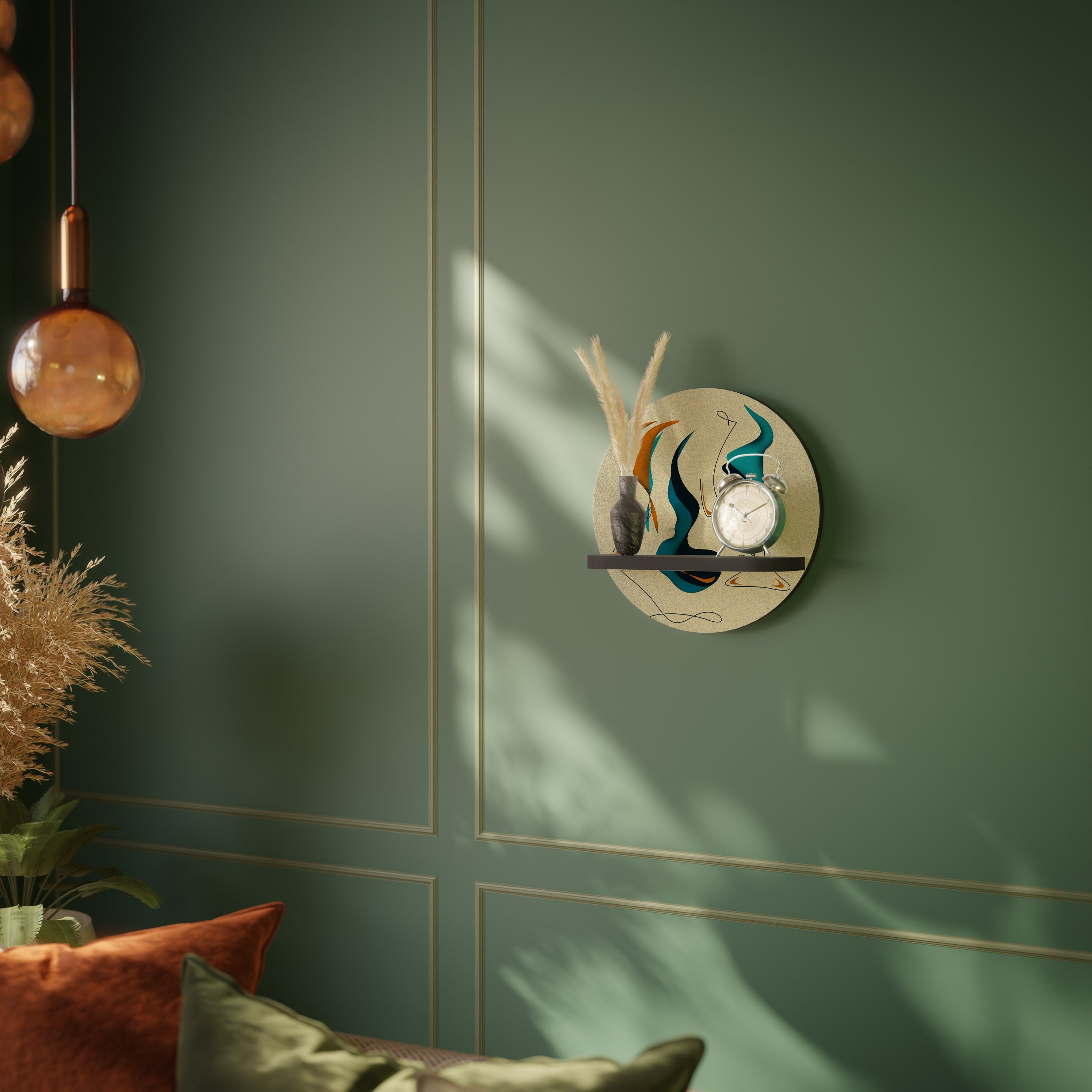 DREAMY DAZE Round Art Shelf In Black Finish