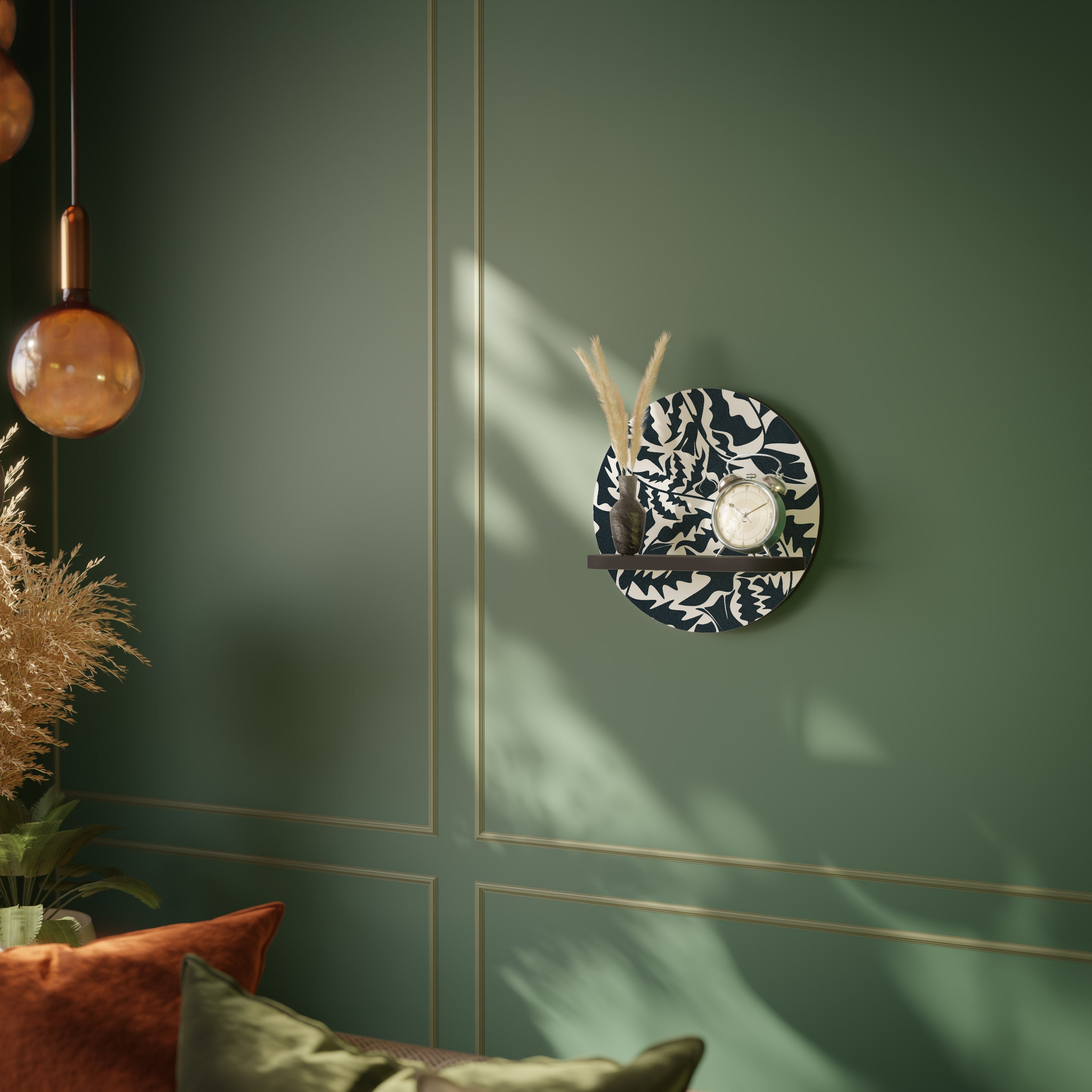 ETHEREAL ORNAMENT Στρογγυλό Ράφι Τέχνης σε Μαύρο Φινίρισμα