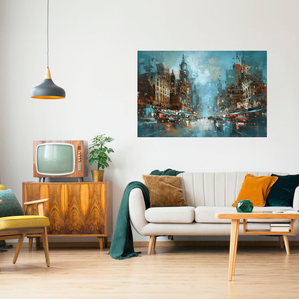 URBAN FEVER Οριζόντια αφίσα με ξεφλούδισμα και κολλήματα