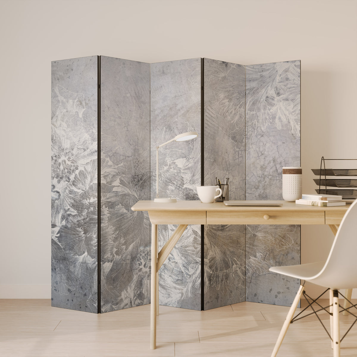WHITE WHISPER 5-Panel Room Divider